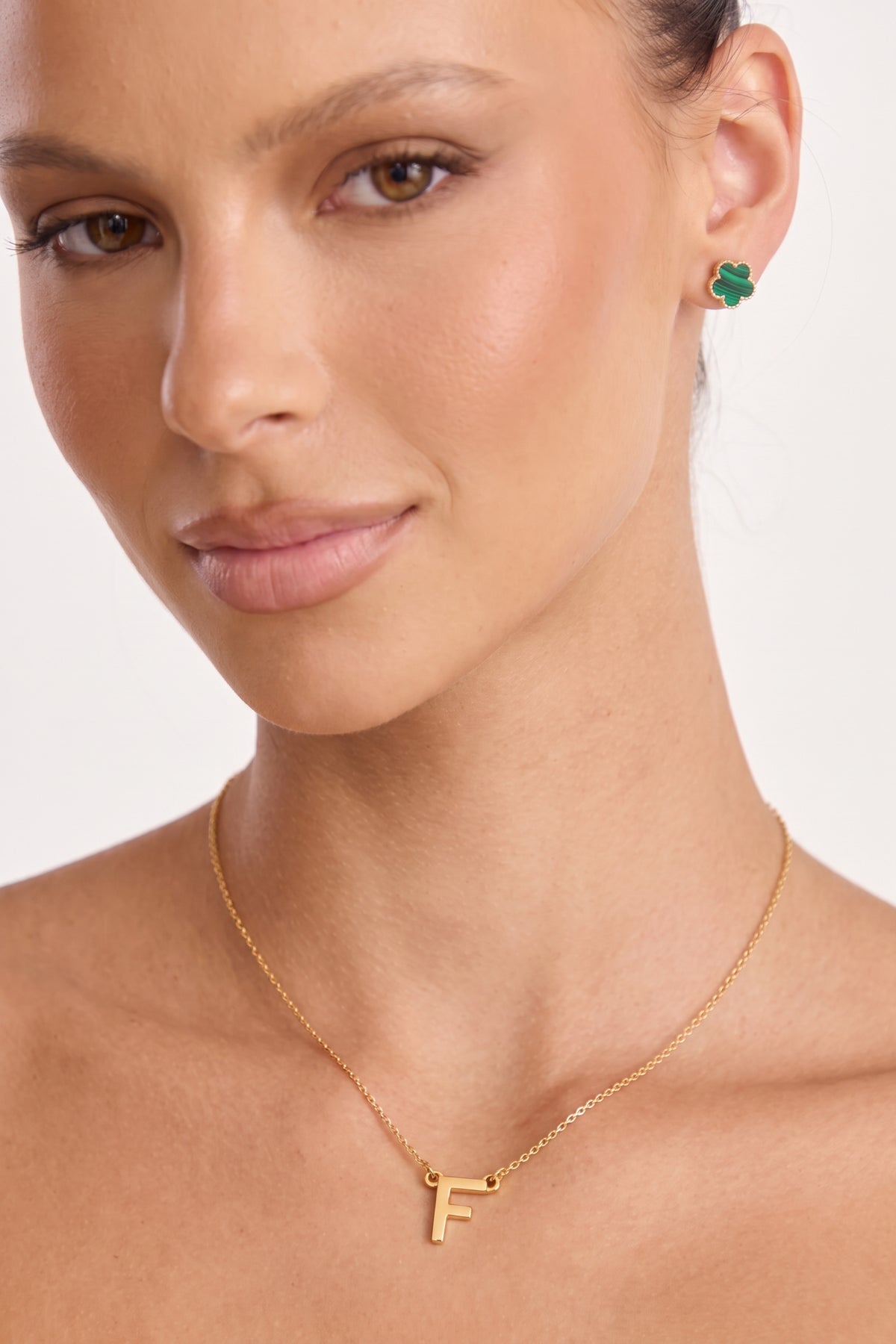 Gold Plated Necklace Initial Letter F