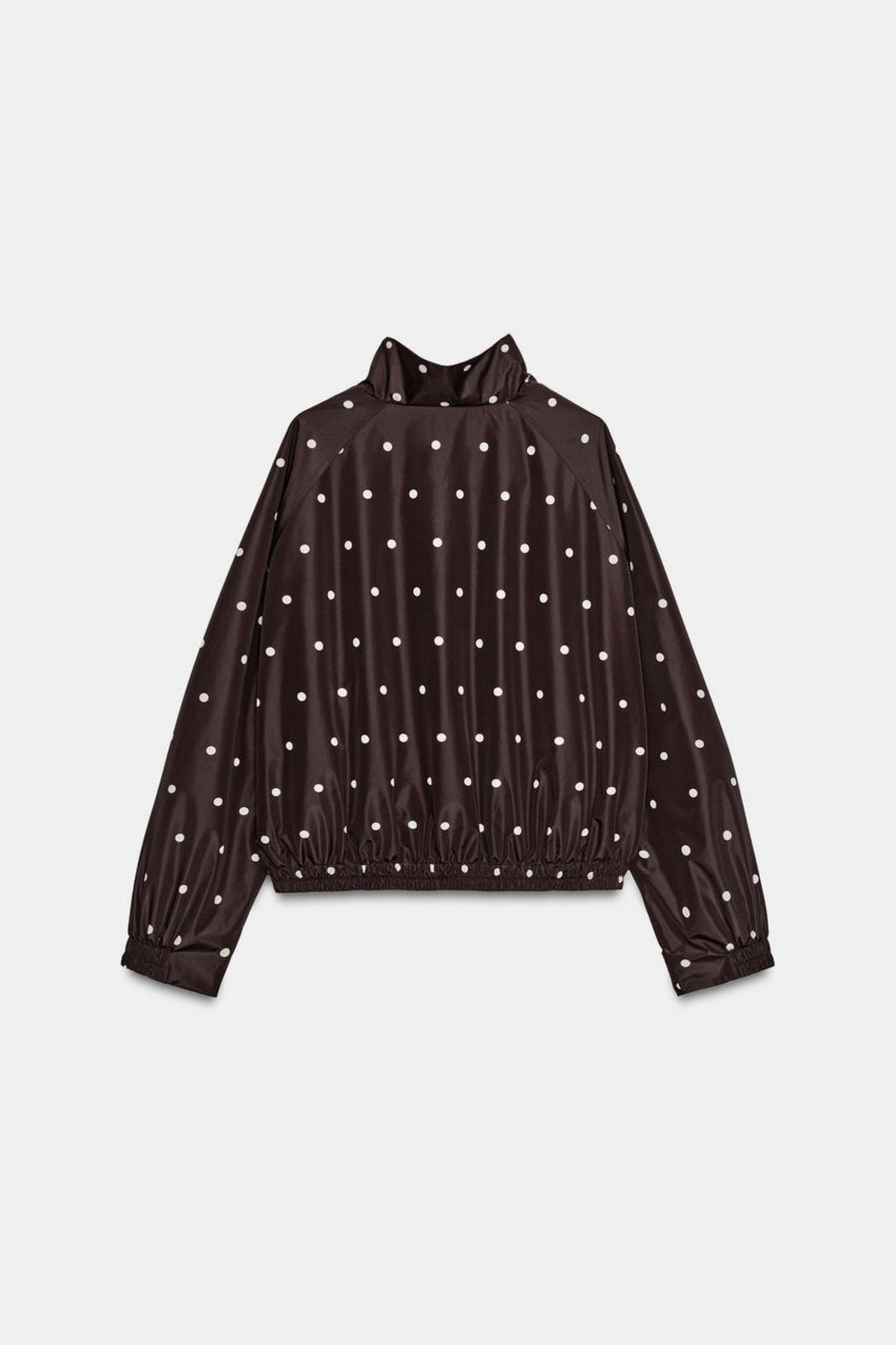 Brown Jacket Polka Dot Funnel Neck, back