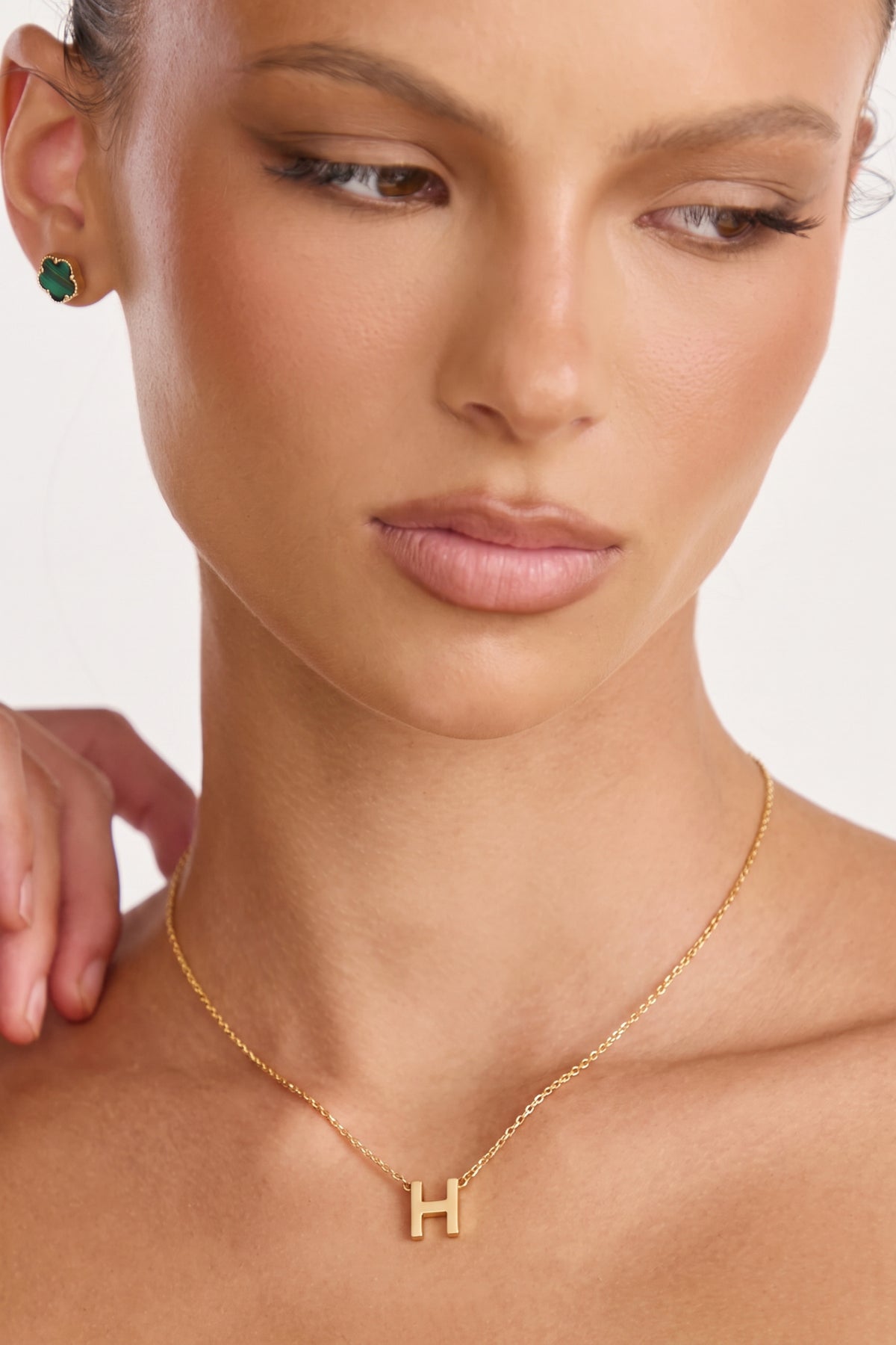 Gold Plated Necklace Initial Letter H