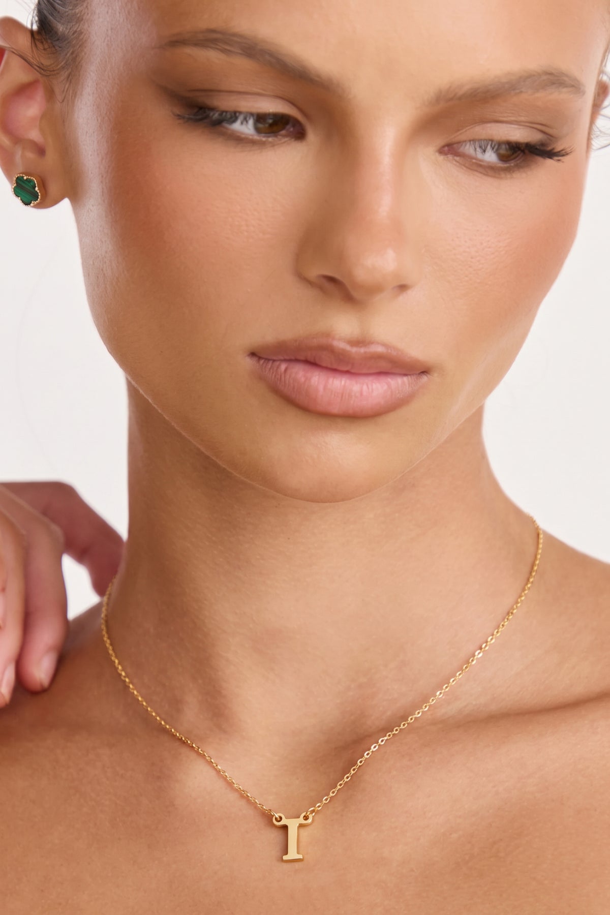 Gold Plated Necklace Initial Letter I