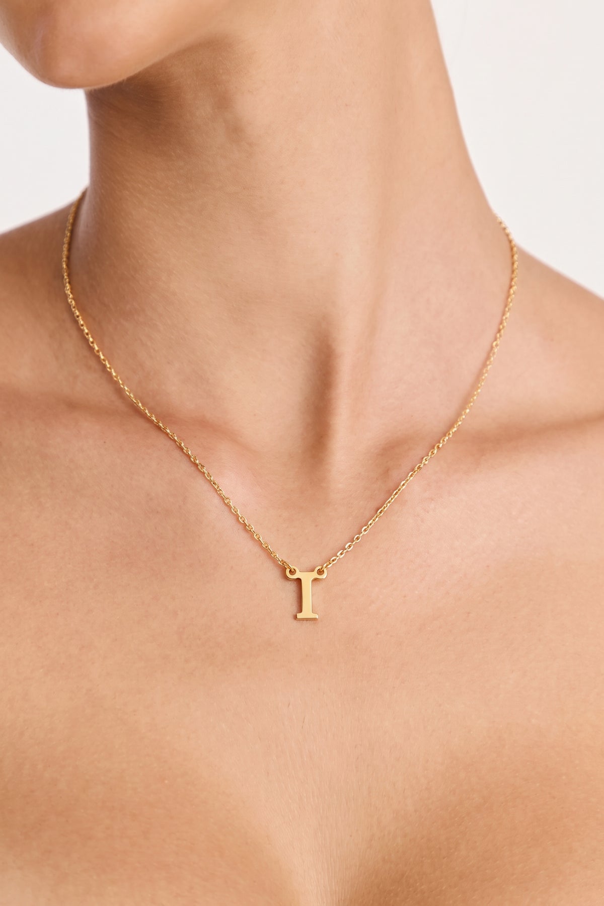 Gold Plated Necklace Initial Letter I