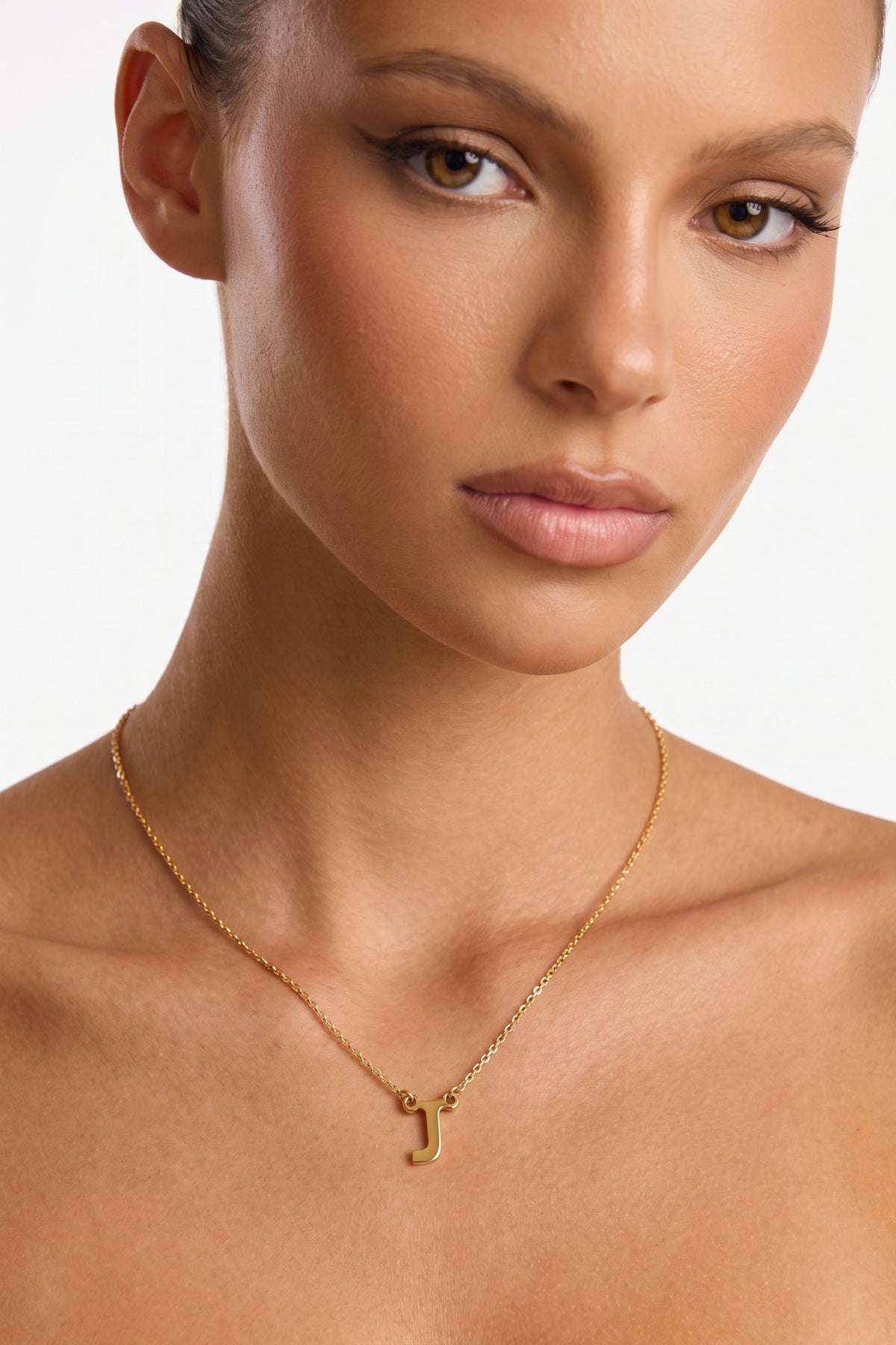 Gold Plated Necklace Initial Letter J