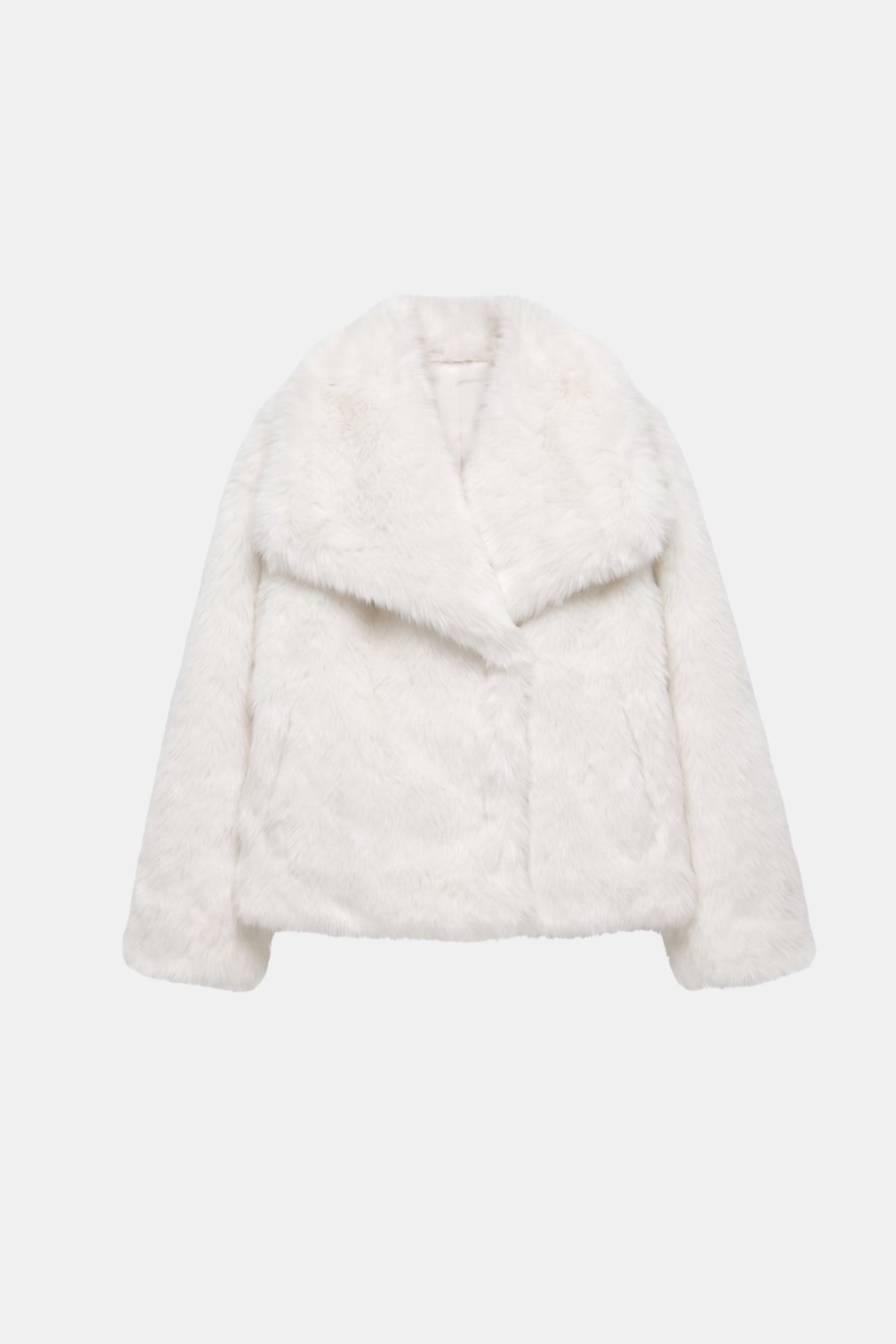 Faux Fur Jacket White Cropped Oversized Women