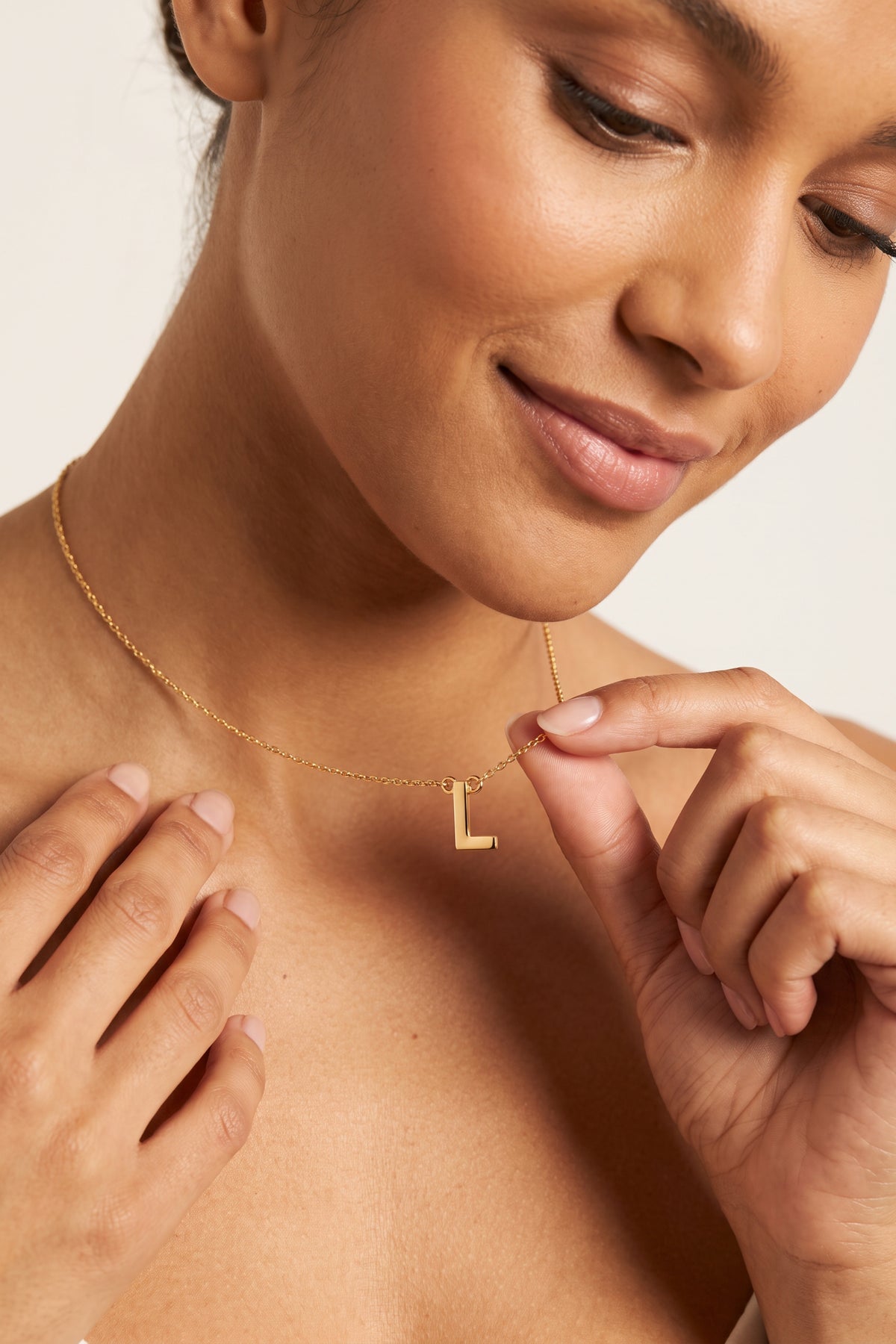 Gold Plated Necklace Initial Letter L