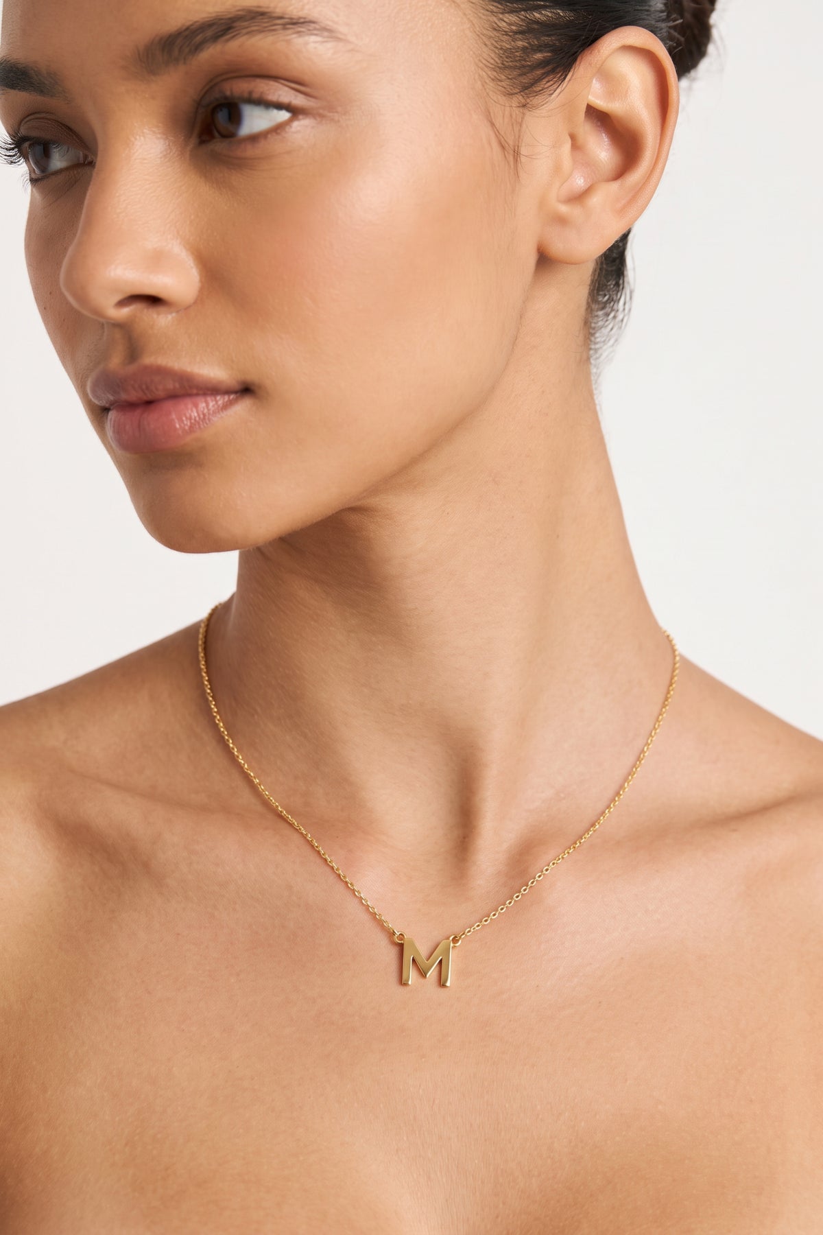 Gold Plated Necklace Initial Letter M