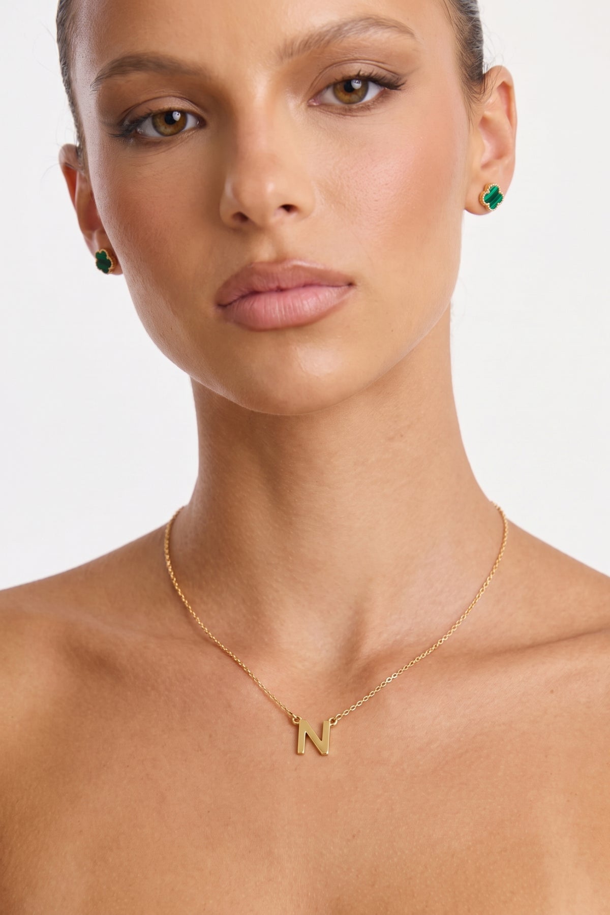 Gold Plated Necklace Initial Letter N
