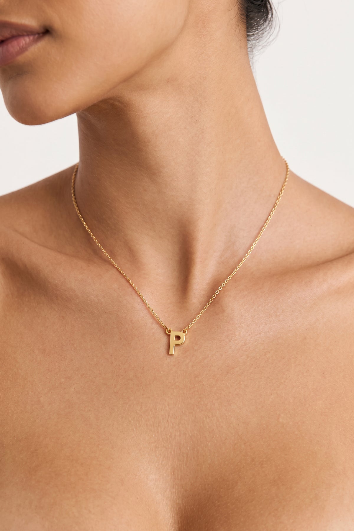 Gold Plated Necklace Initial Letter P