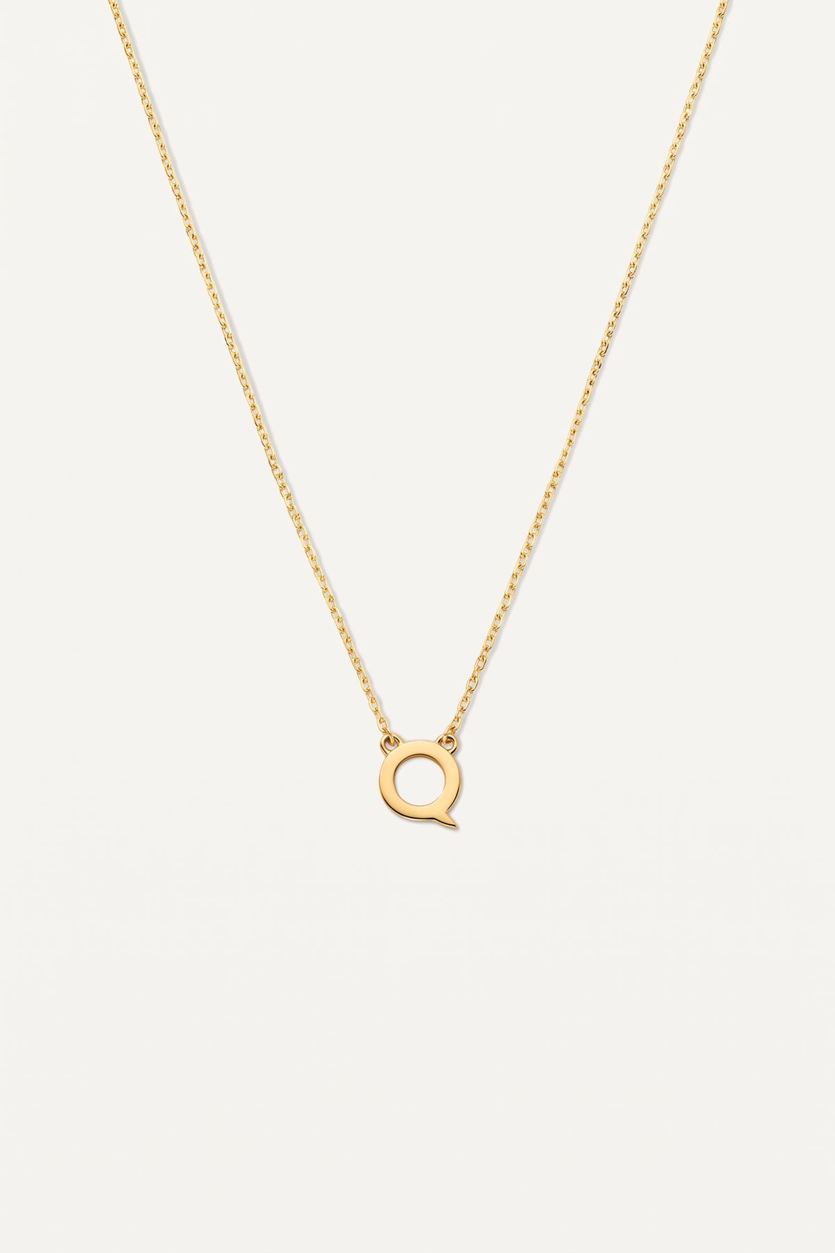 Gold Plated Necklace Initial Letter Q