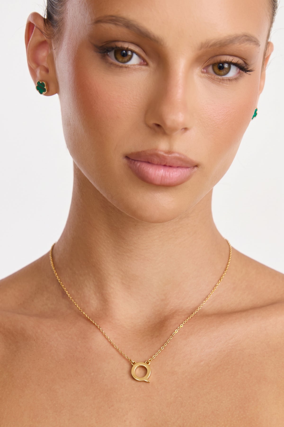 Gold Plated Necklace Initial Letter Q
