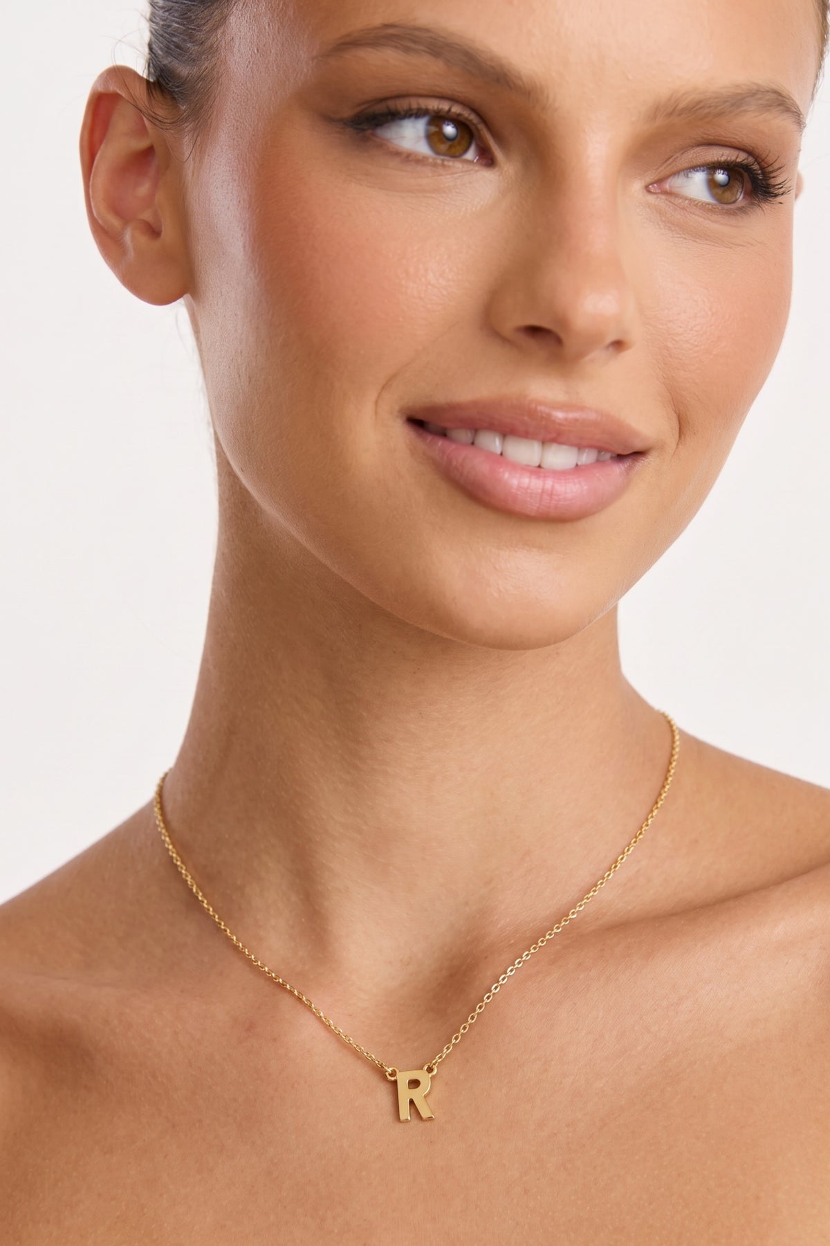 Gold Plated Necklace Initial Letter R