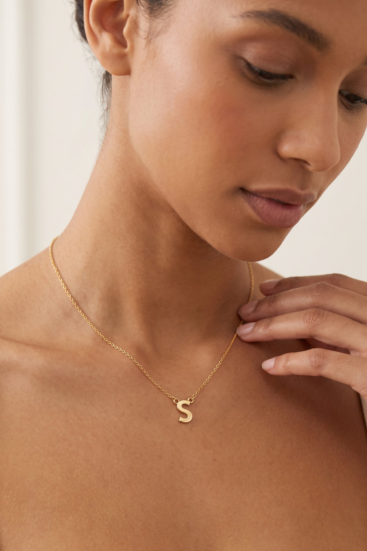 Gold Plated Necklace Initial Letter S