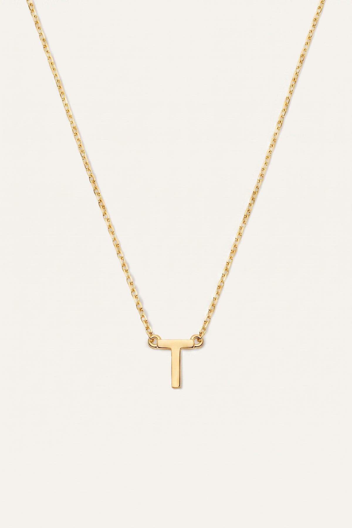 Gold Plated Necklace Initial Letter T