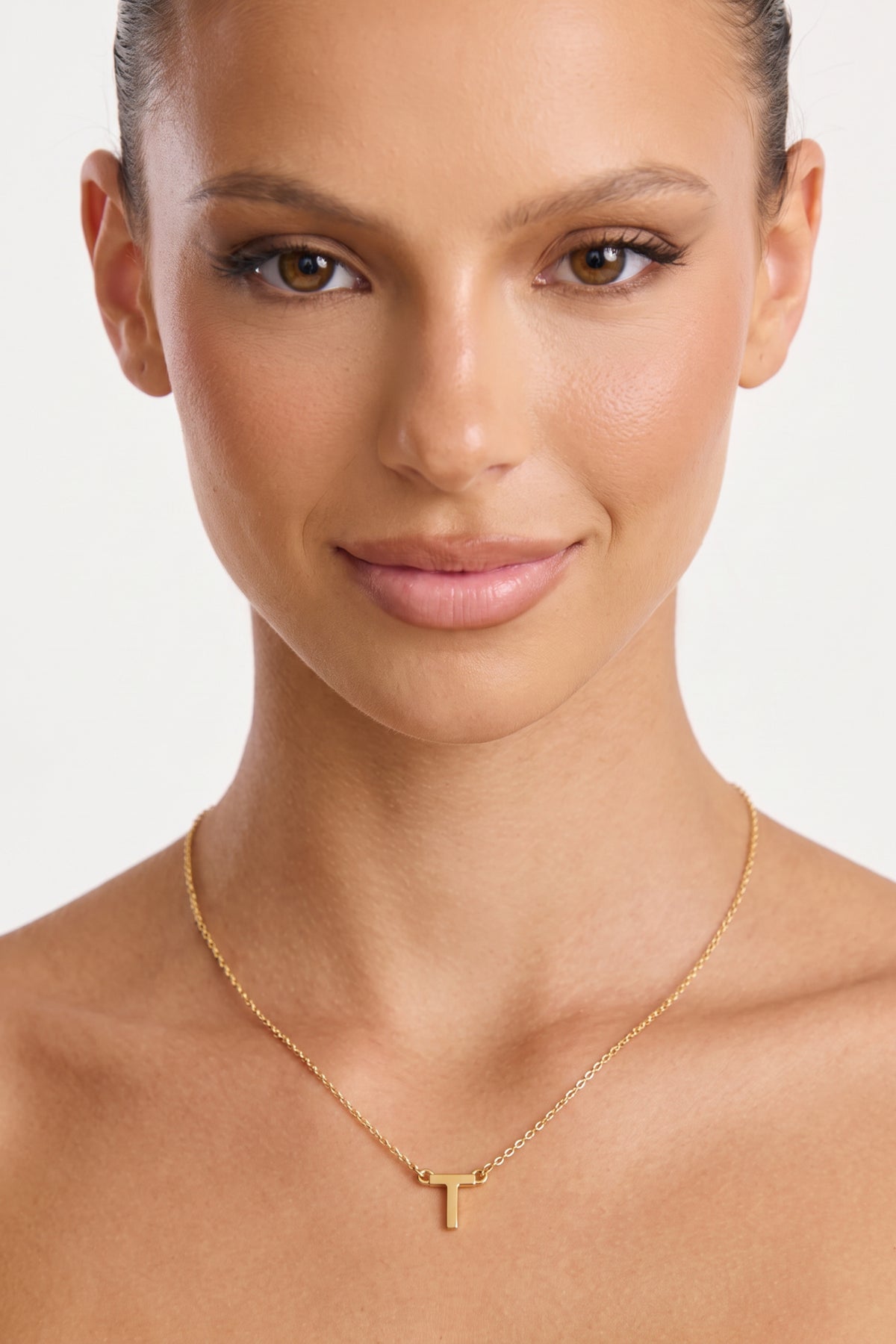 Gold Plated Necklace Initial Letter T