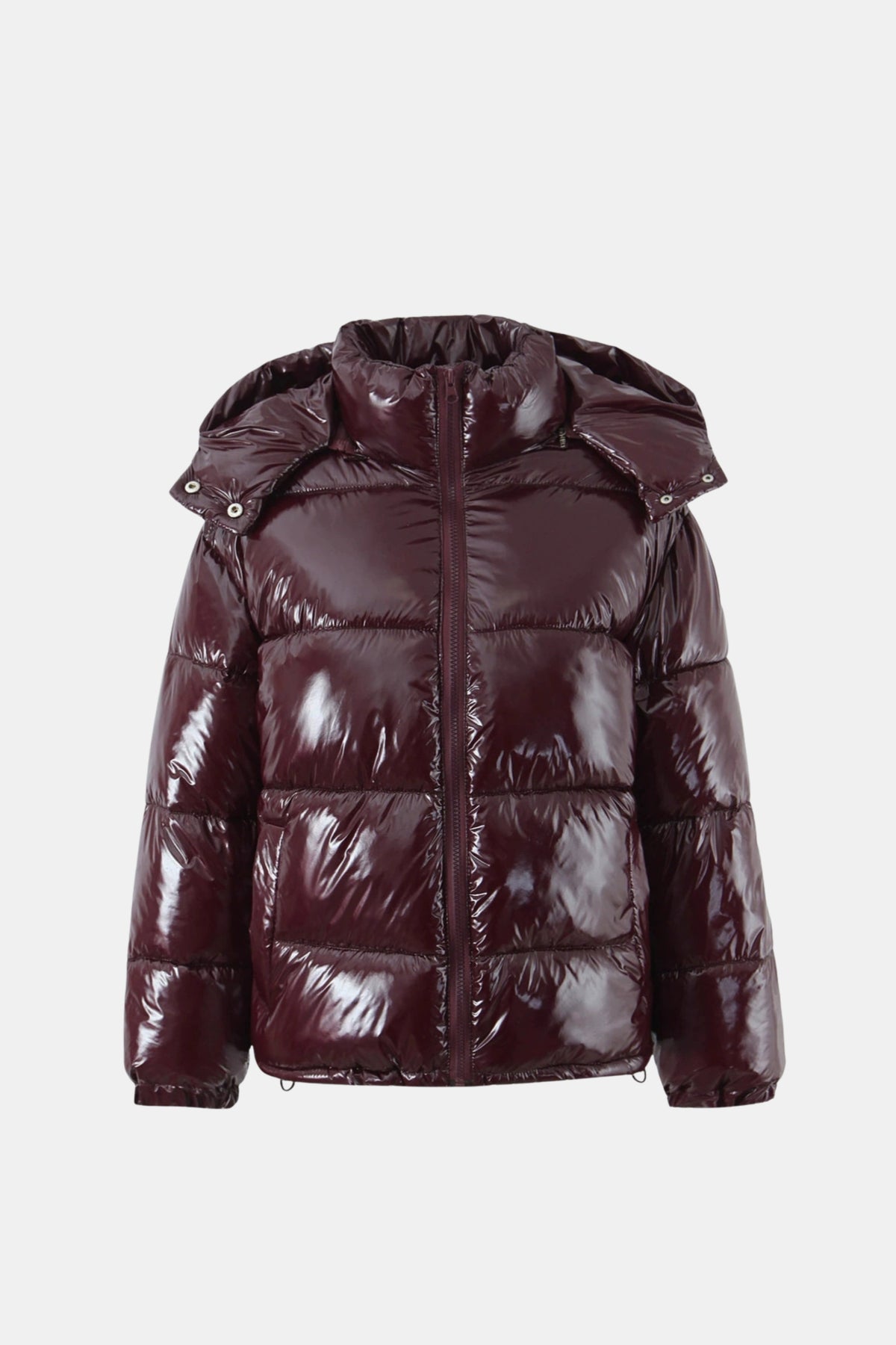 Black Puffer Jacket Shiny Hooded Short Women