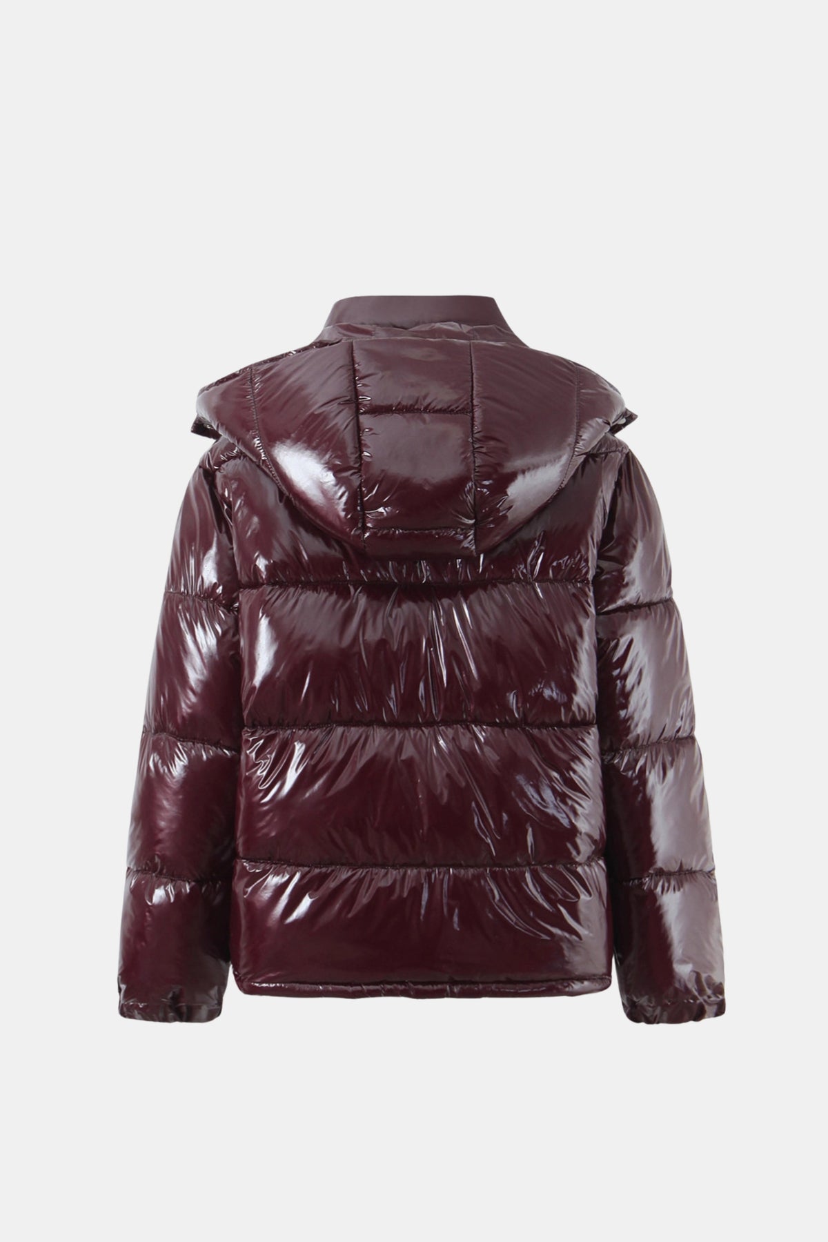 Black Puffer Jacket Shiny Hooded Short Women