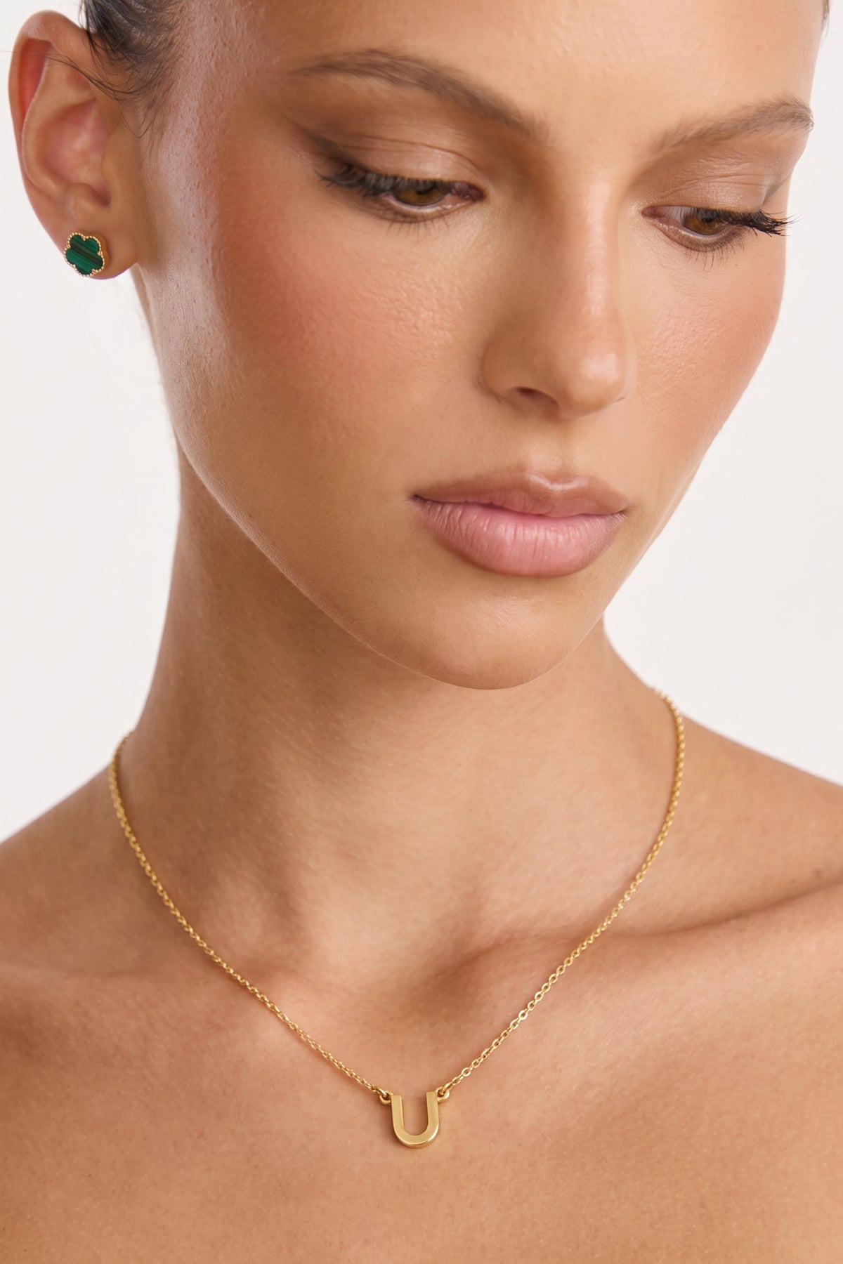 Gold Plated Necklace Initial Letter U