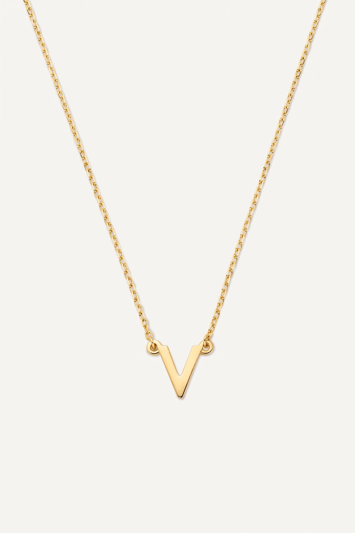 Gold Plated Necklace Initial Letter V