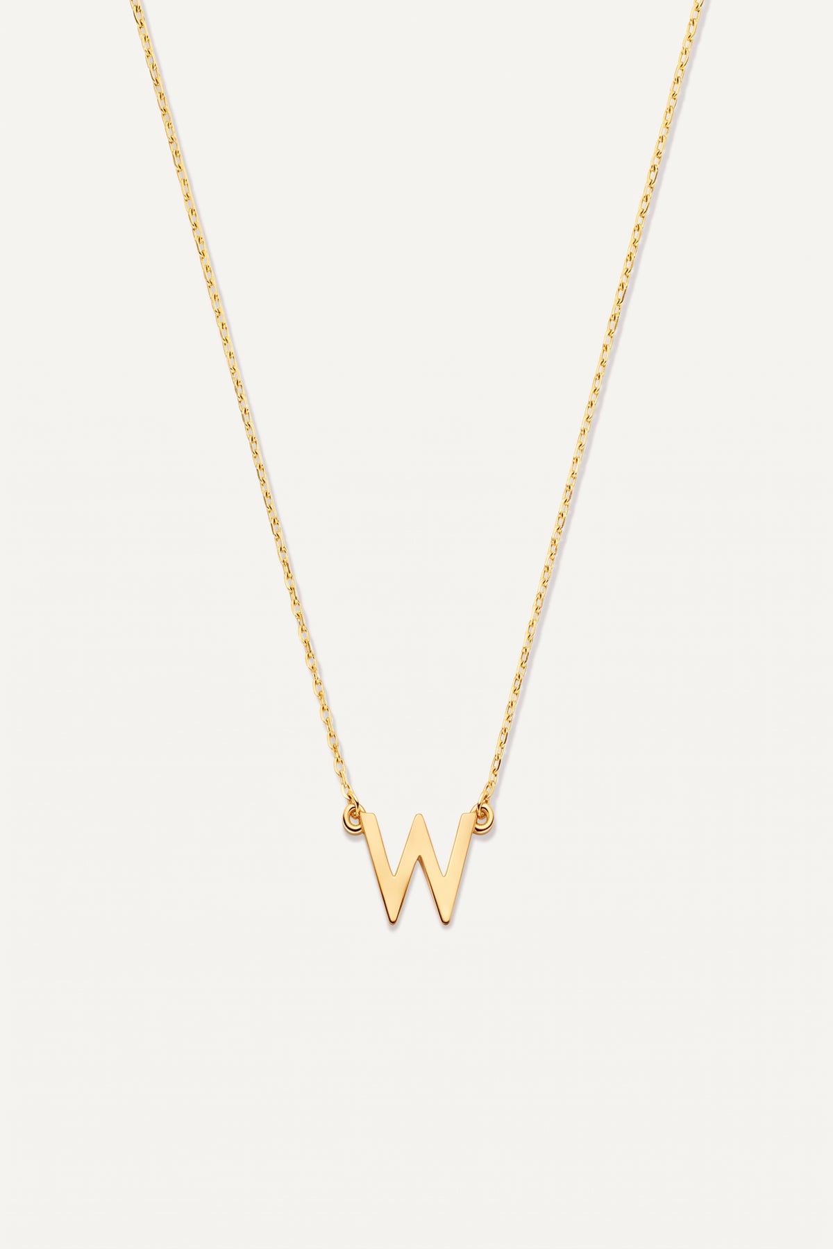 Gold Plated Necklace Initial Letter W