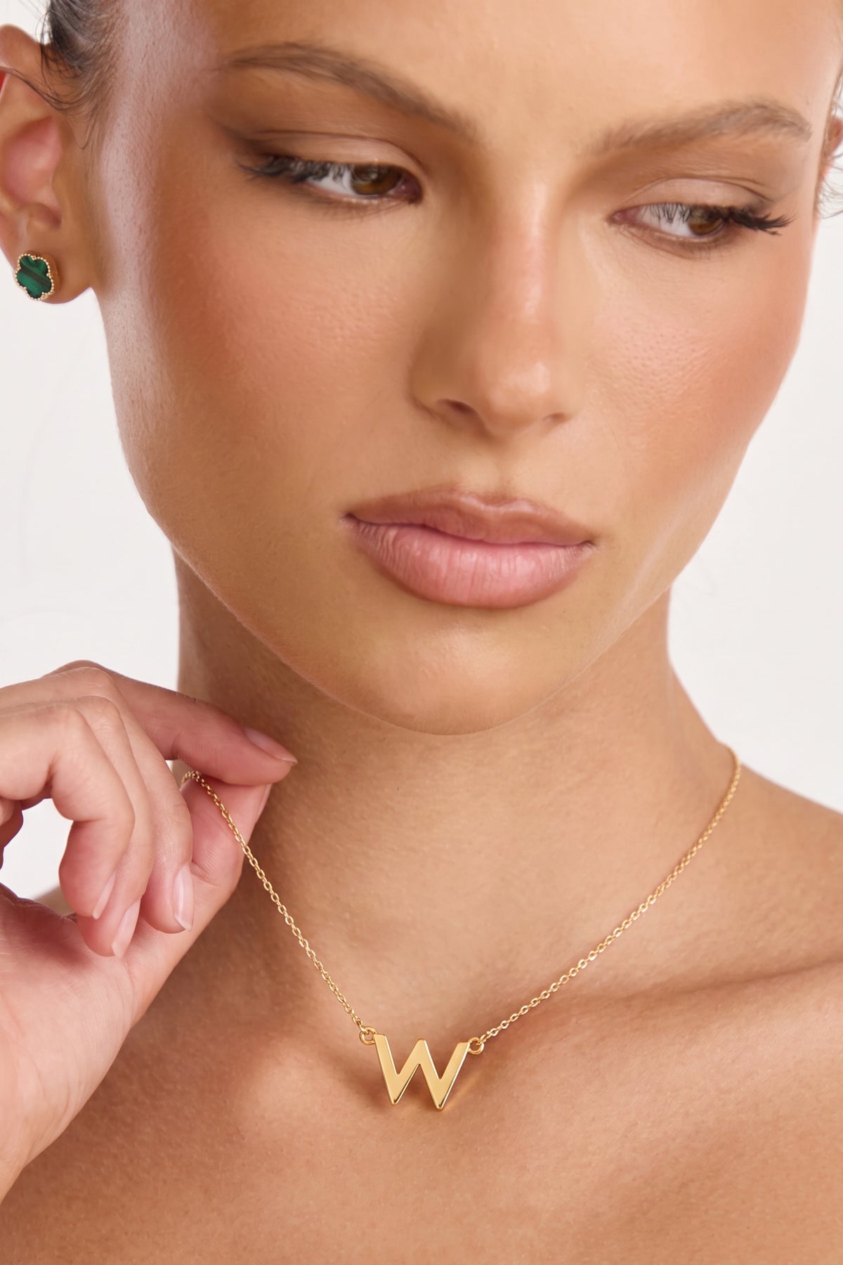Gold Plated Necklace Initial Letter W