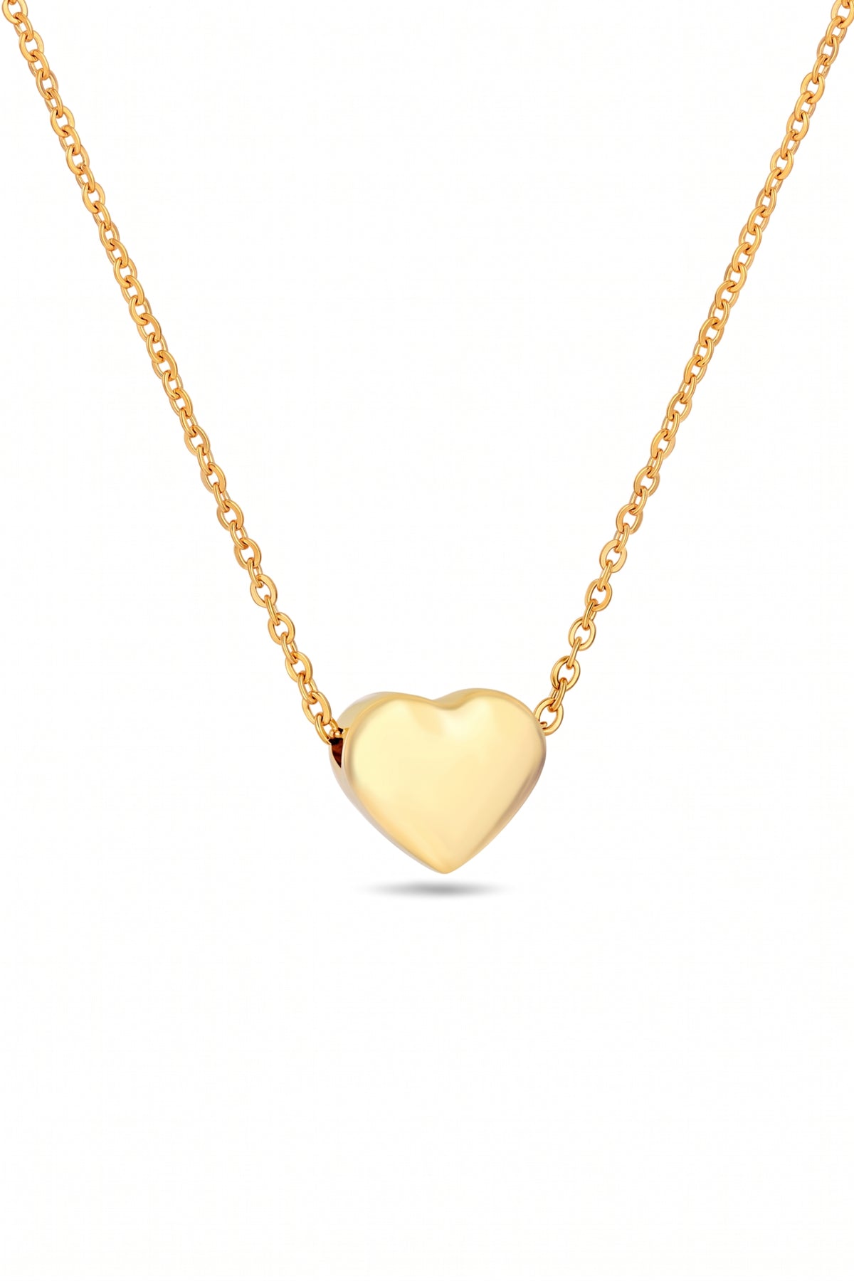 Gold Plated Necklace Puffed Heart Pendant
