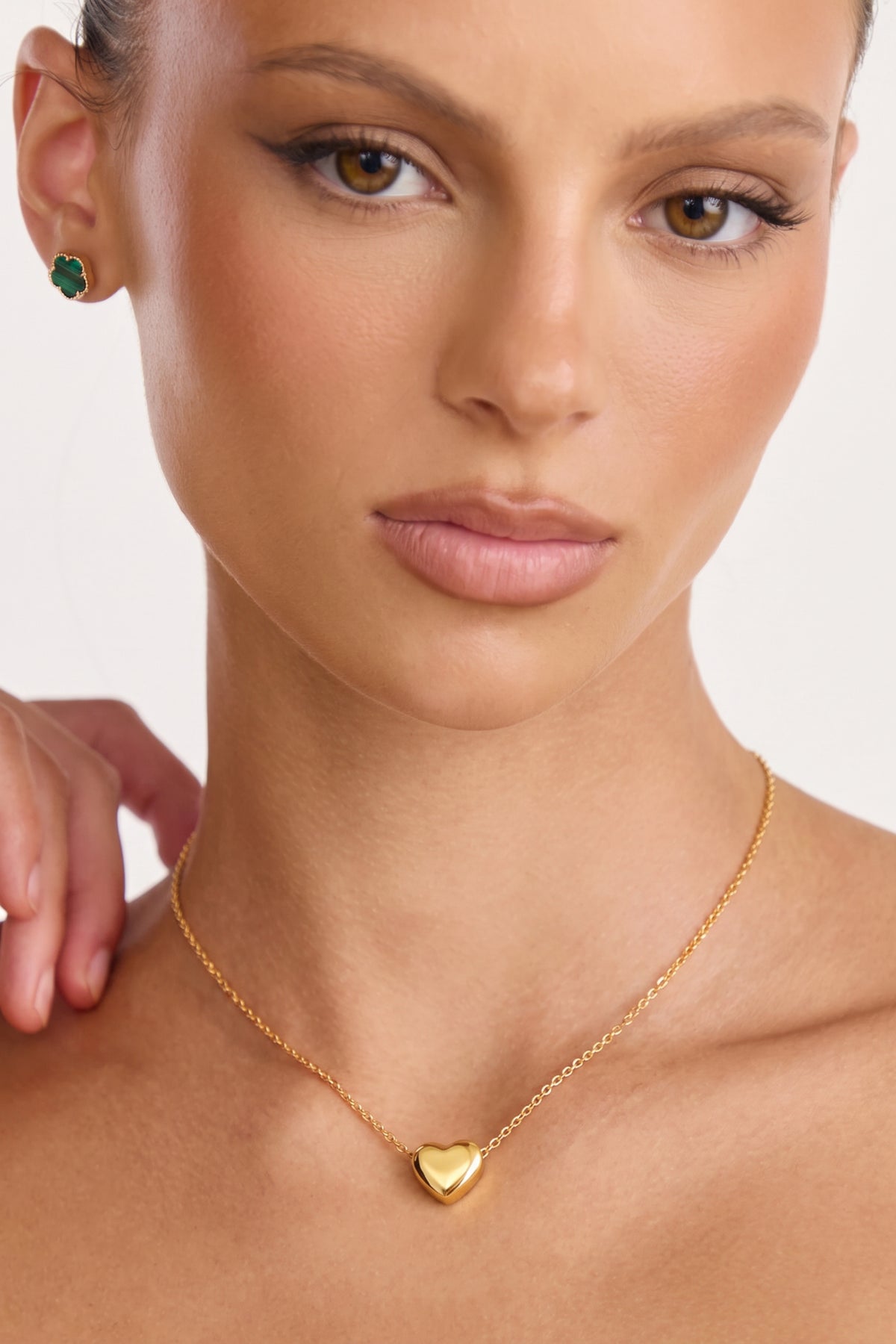 Gold Plated Necklace Puffed Heart Pendant