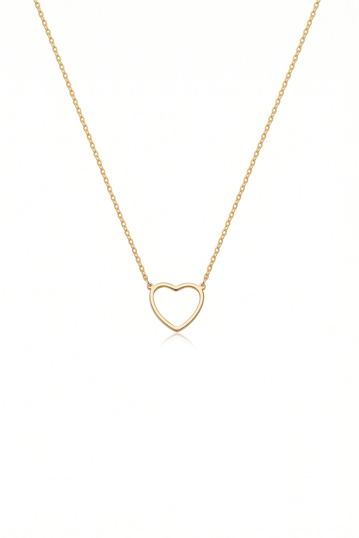 Gold Plated Necklace Open Heart Outline