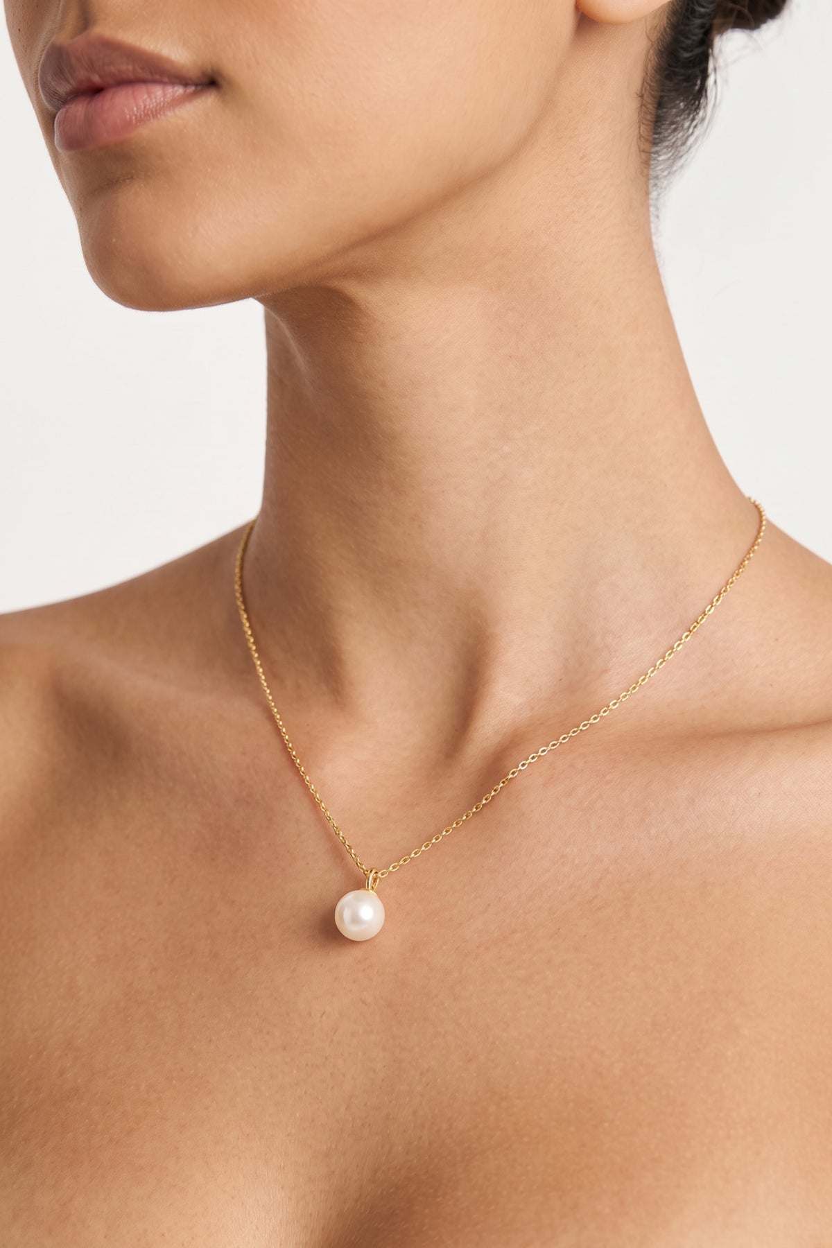 Gold Plated Necklace Pearl Drop Pendant