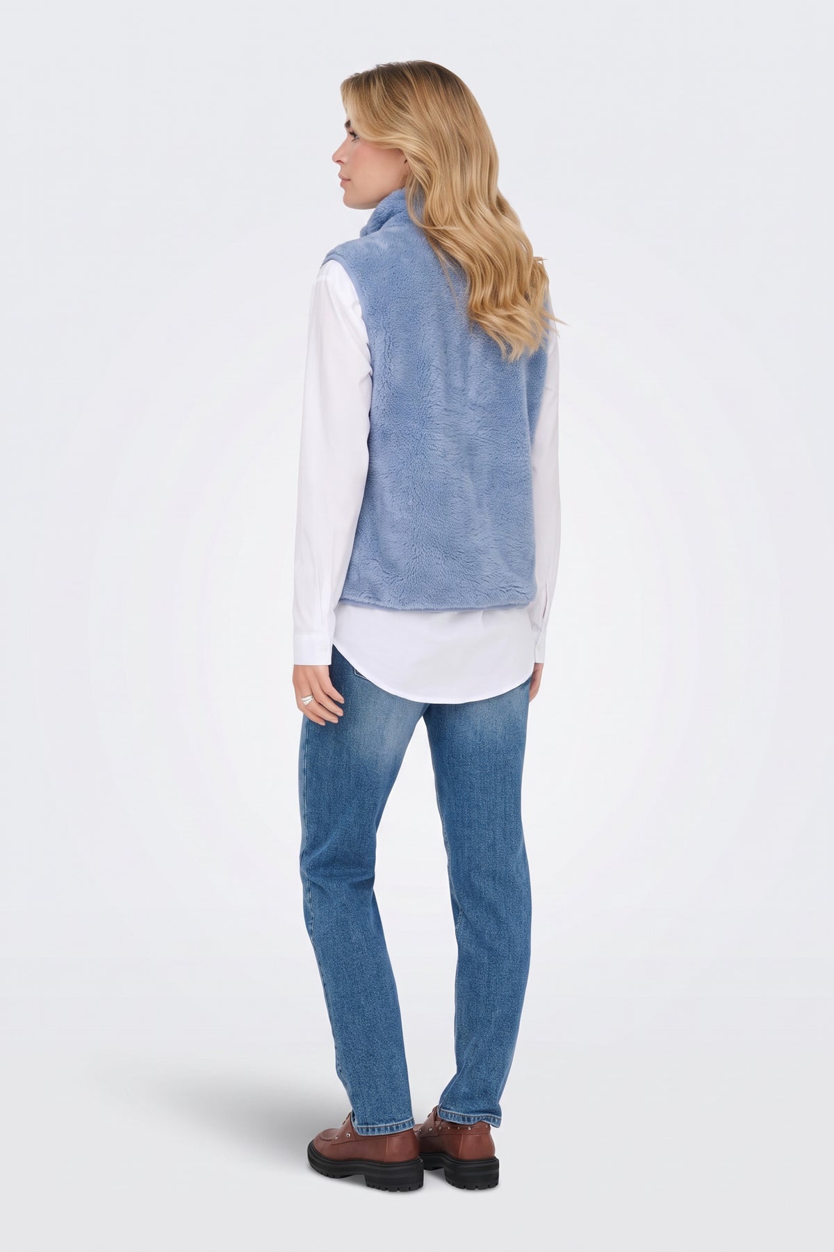 Faux Fur Gilet Blue Fluffy Women