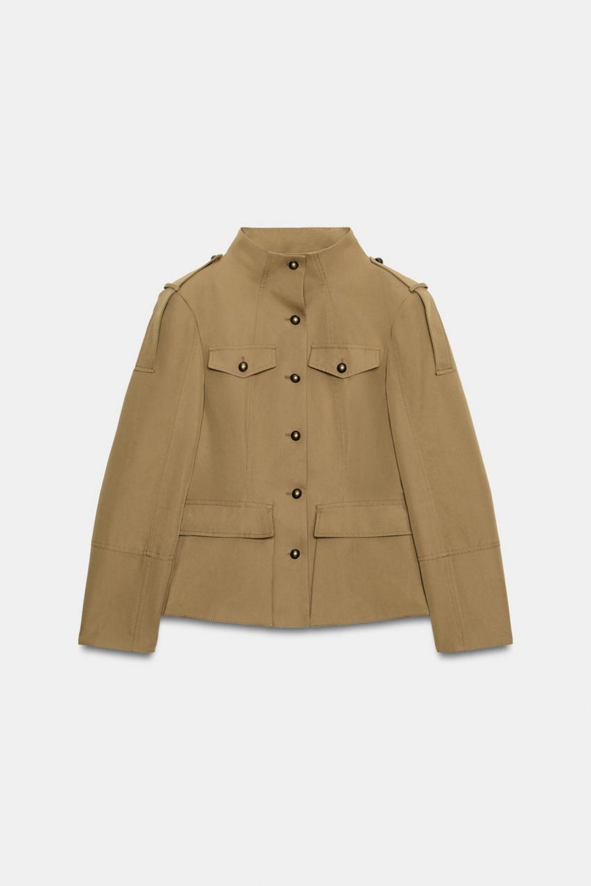 Khaki Jacket Safari Utility Buttoned, front