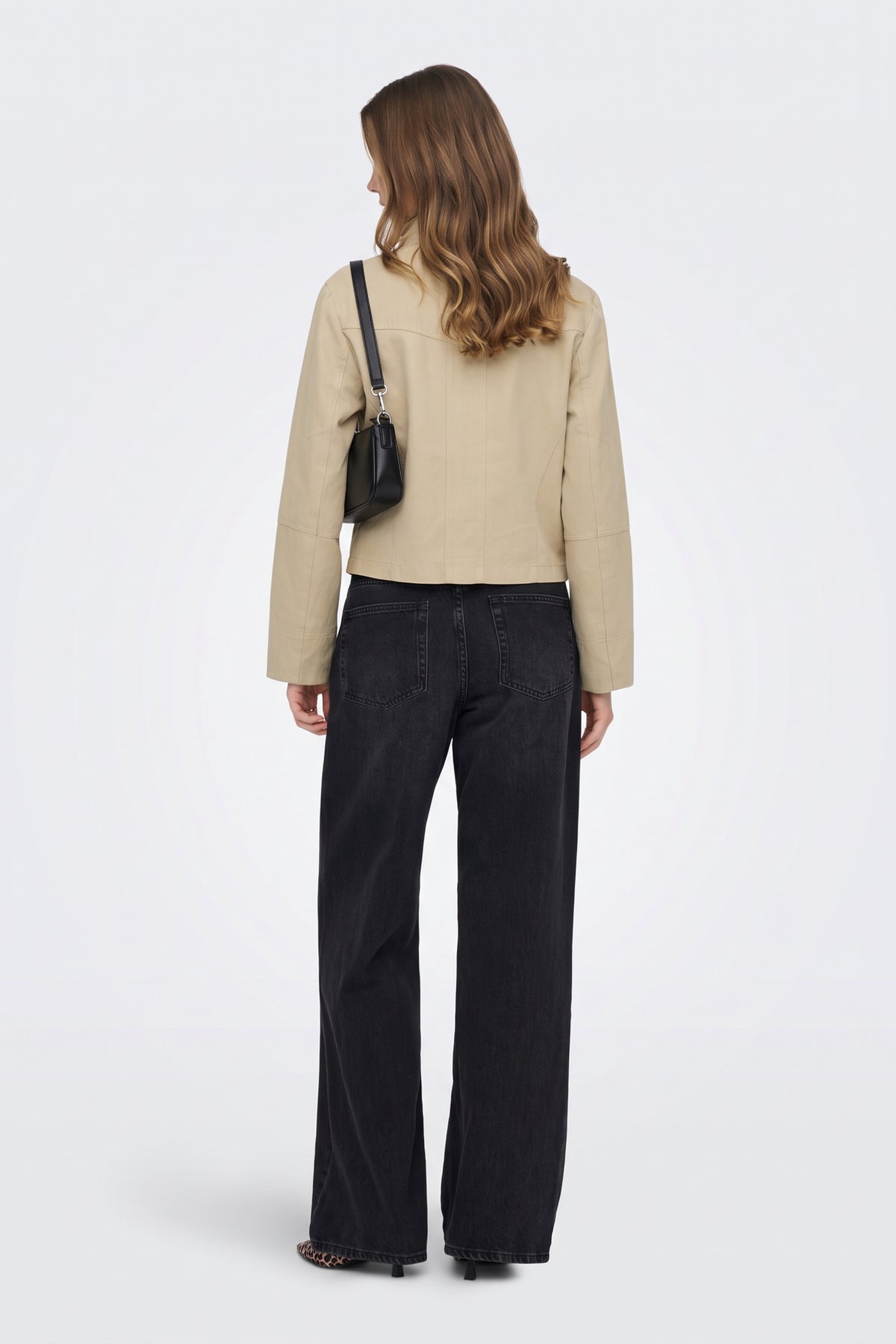 Khaki Cropped Jacket Utility Double Breasted Women