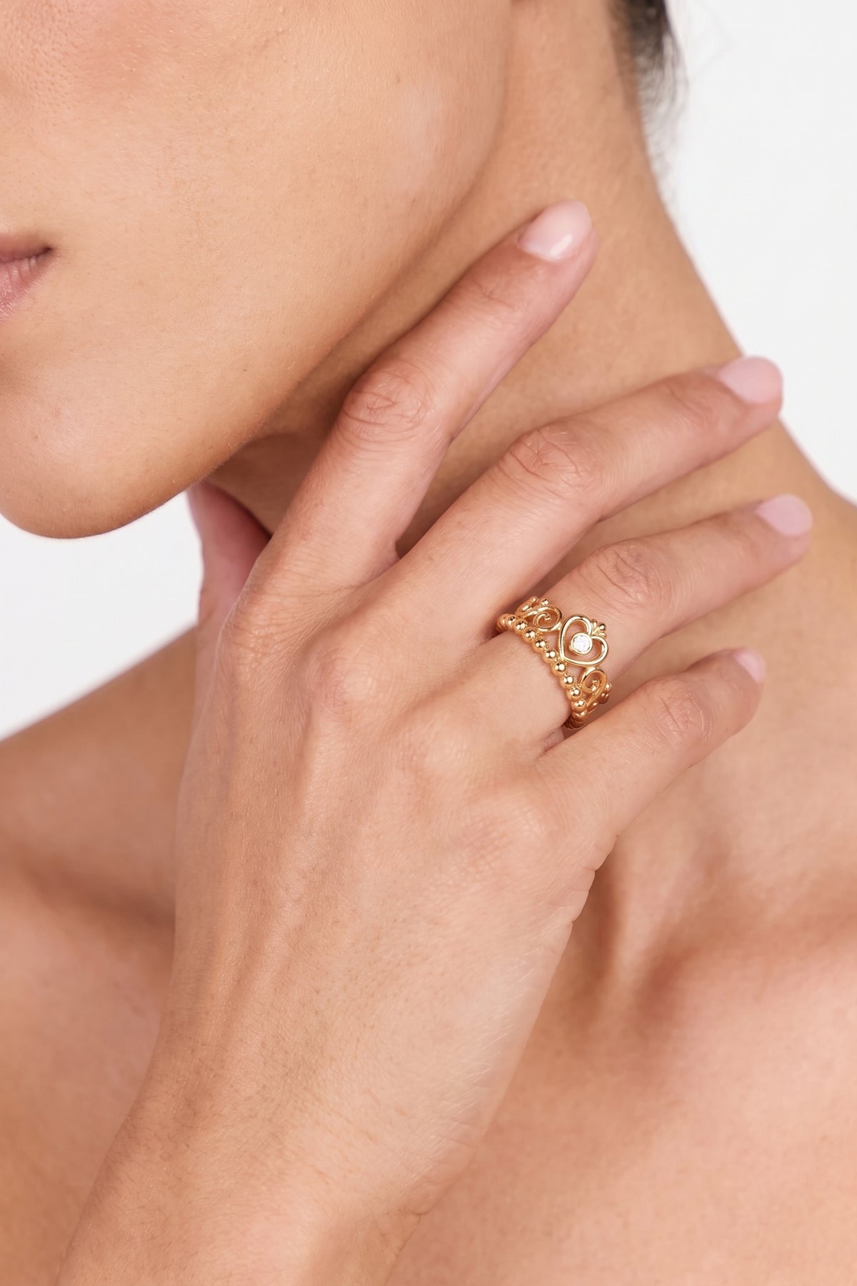 Gold Plated Ring Crown Tiara Crystal