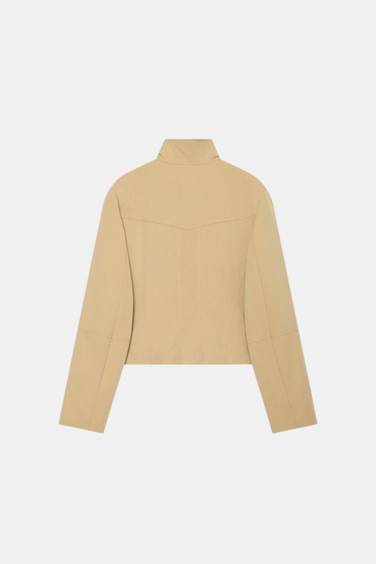 Beige cropped jacket funnel neck utility women, back