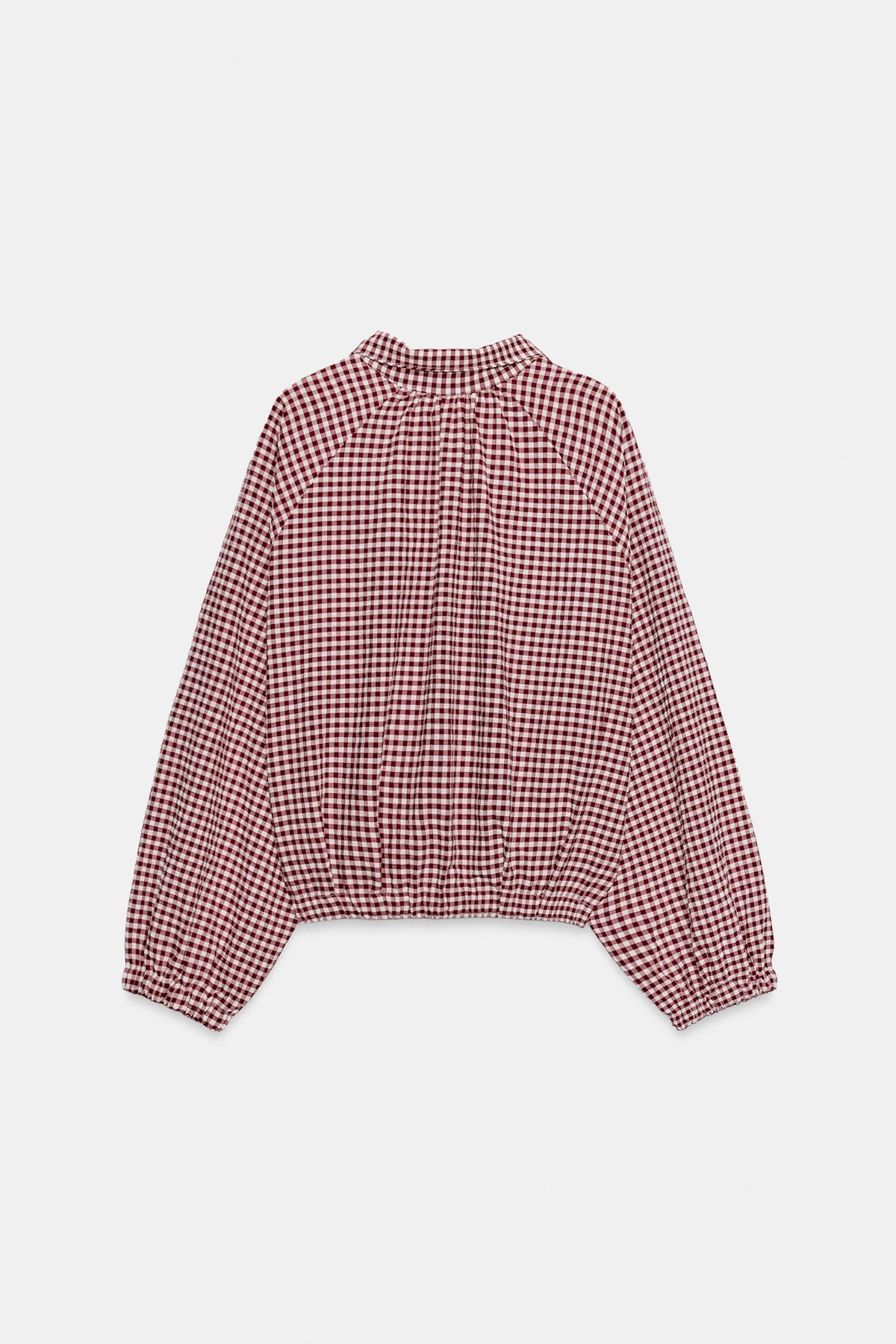 Burgundy check jacket gingham cropped women, back