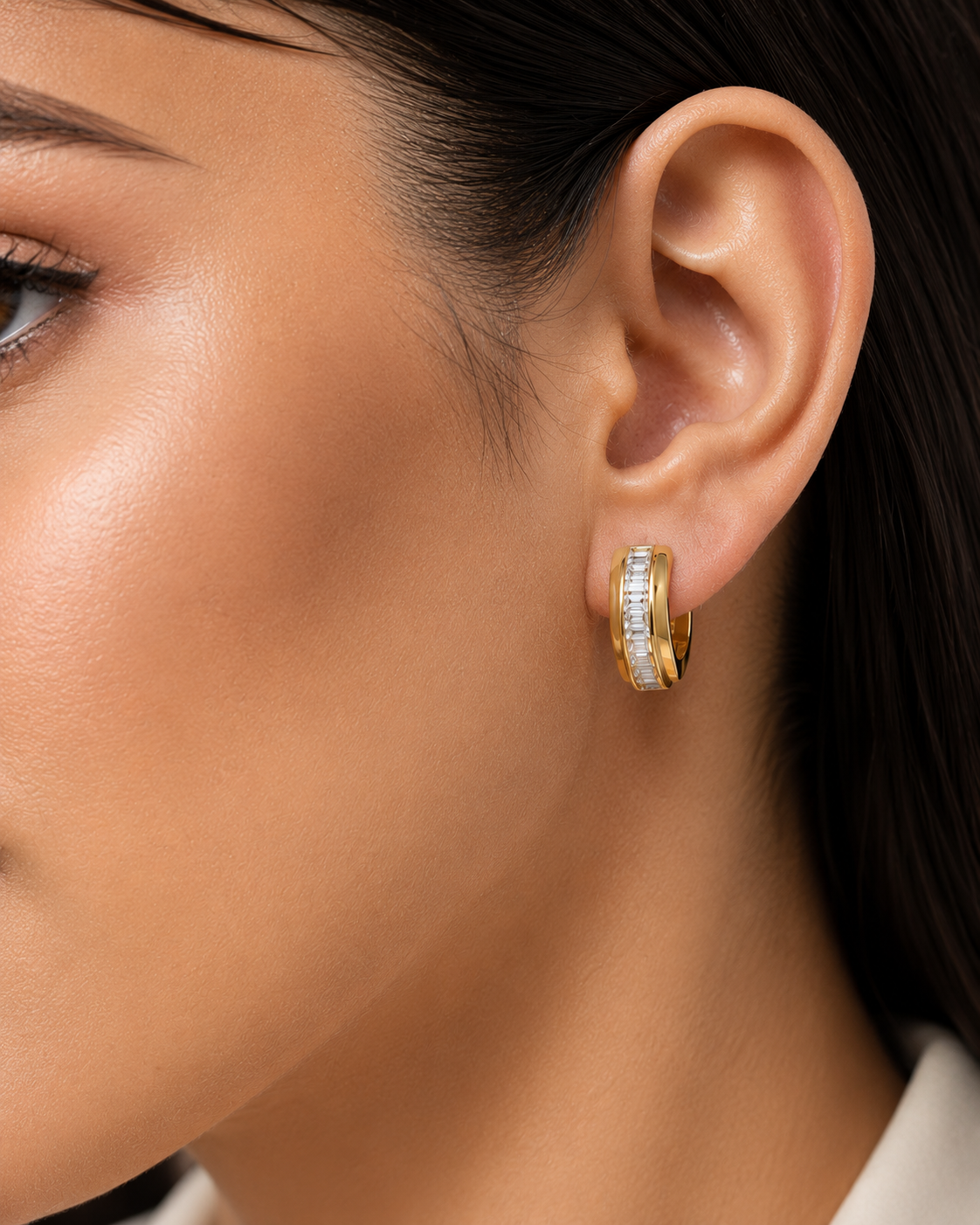 Gold Crystal Hoop Earrings