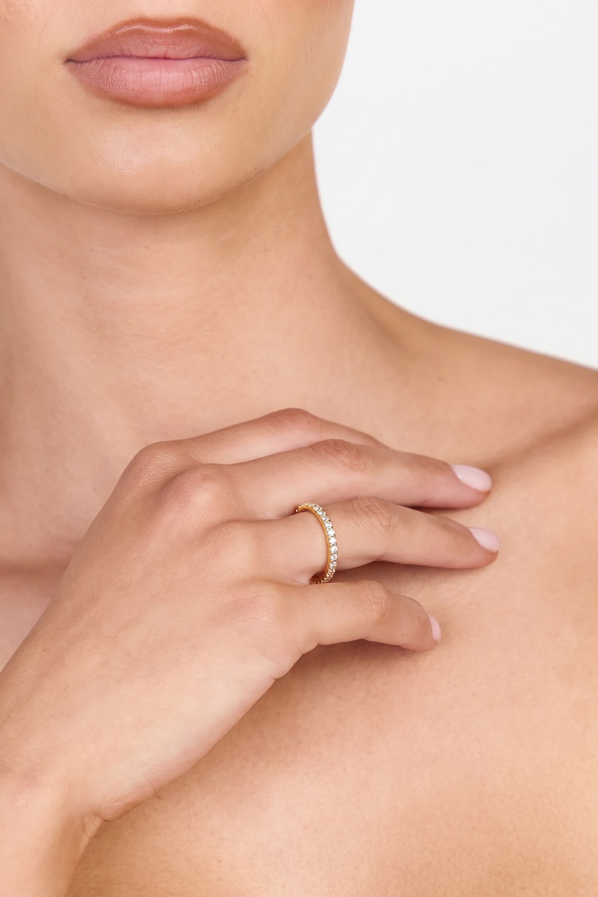 Gold Plated Ring Full Eternity Crystal