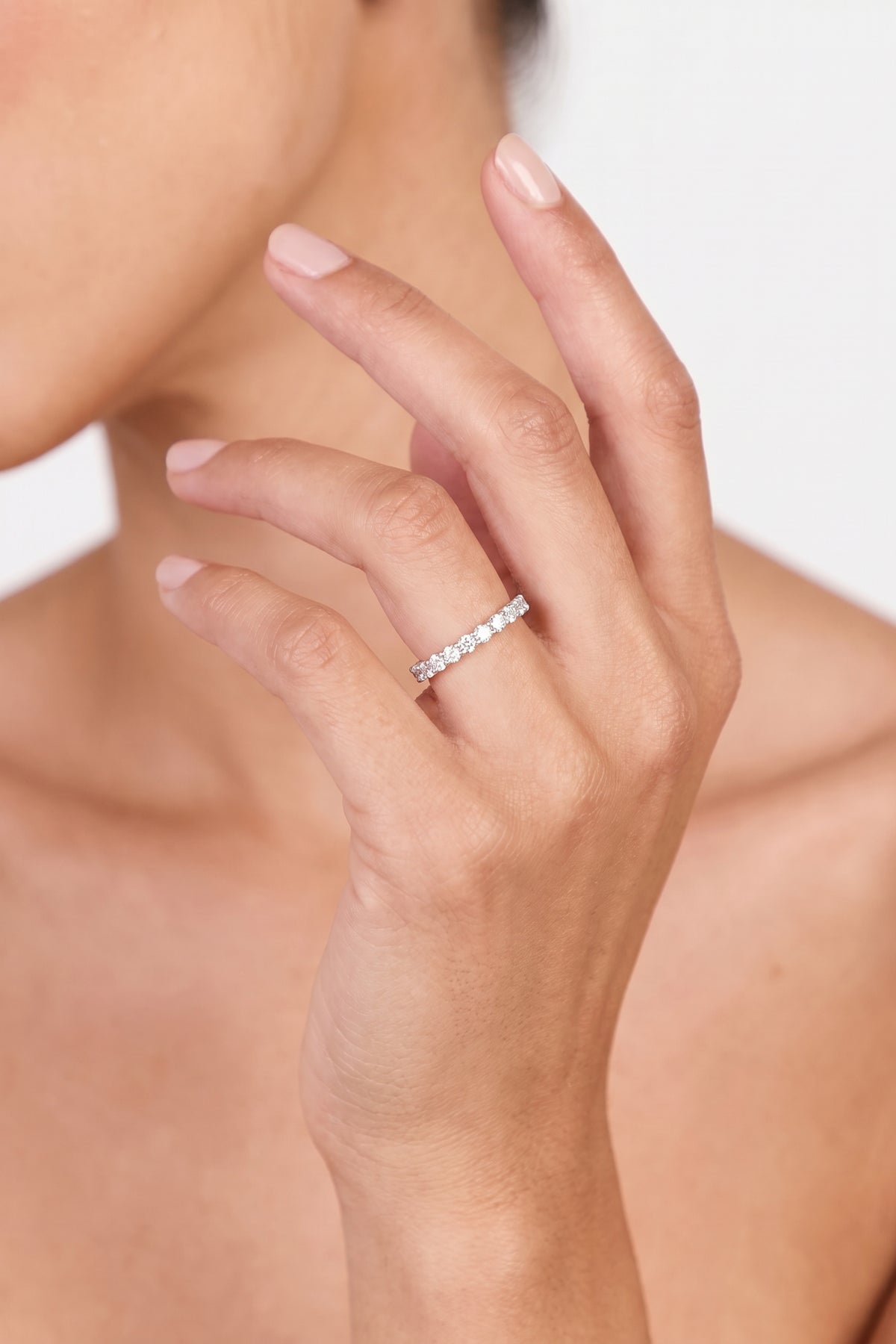 Silver Plated Ring Full Eternity Crystal