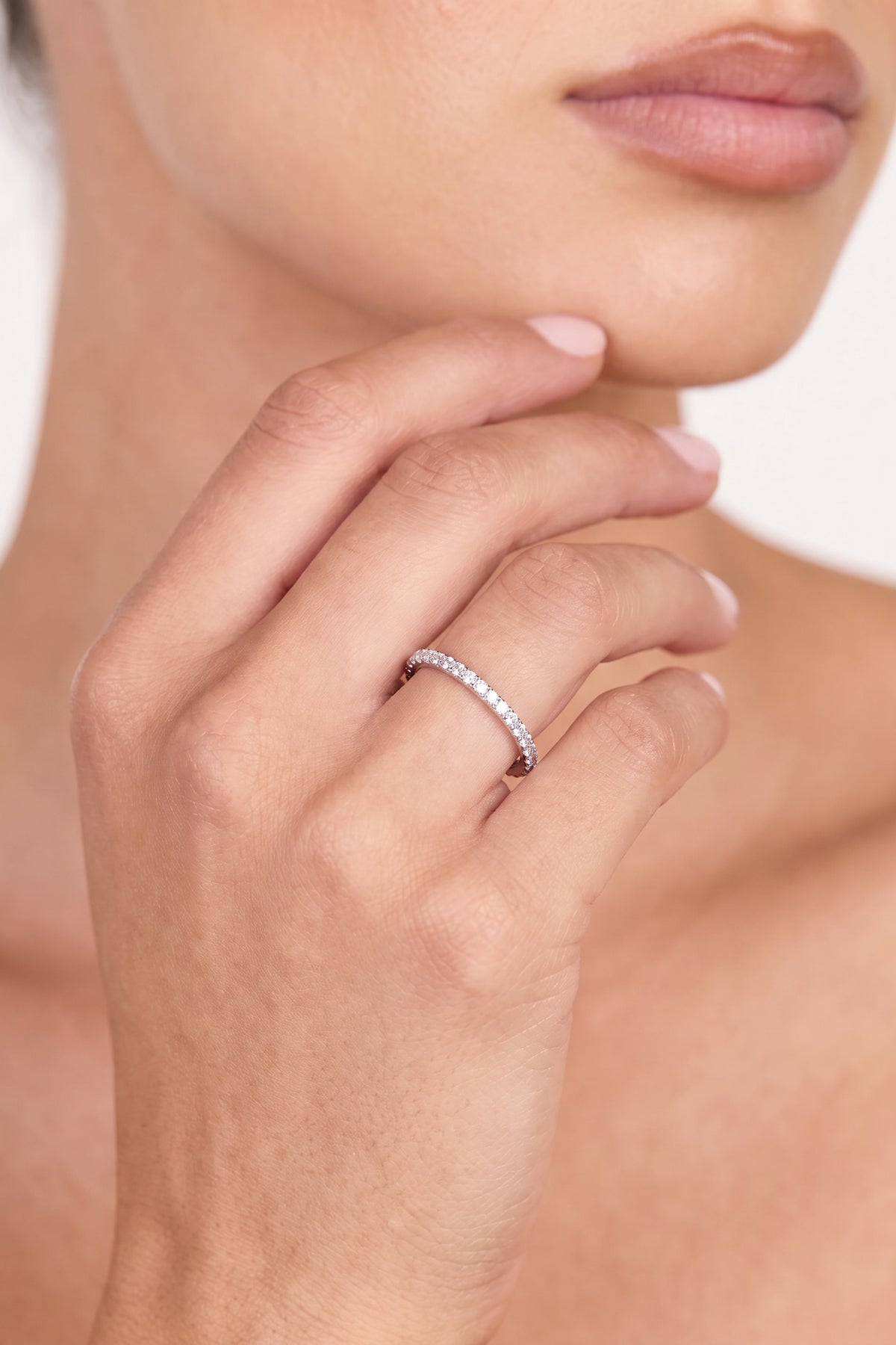 Silver Plated Ring Full Eternity Crystal