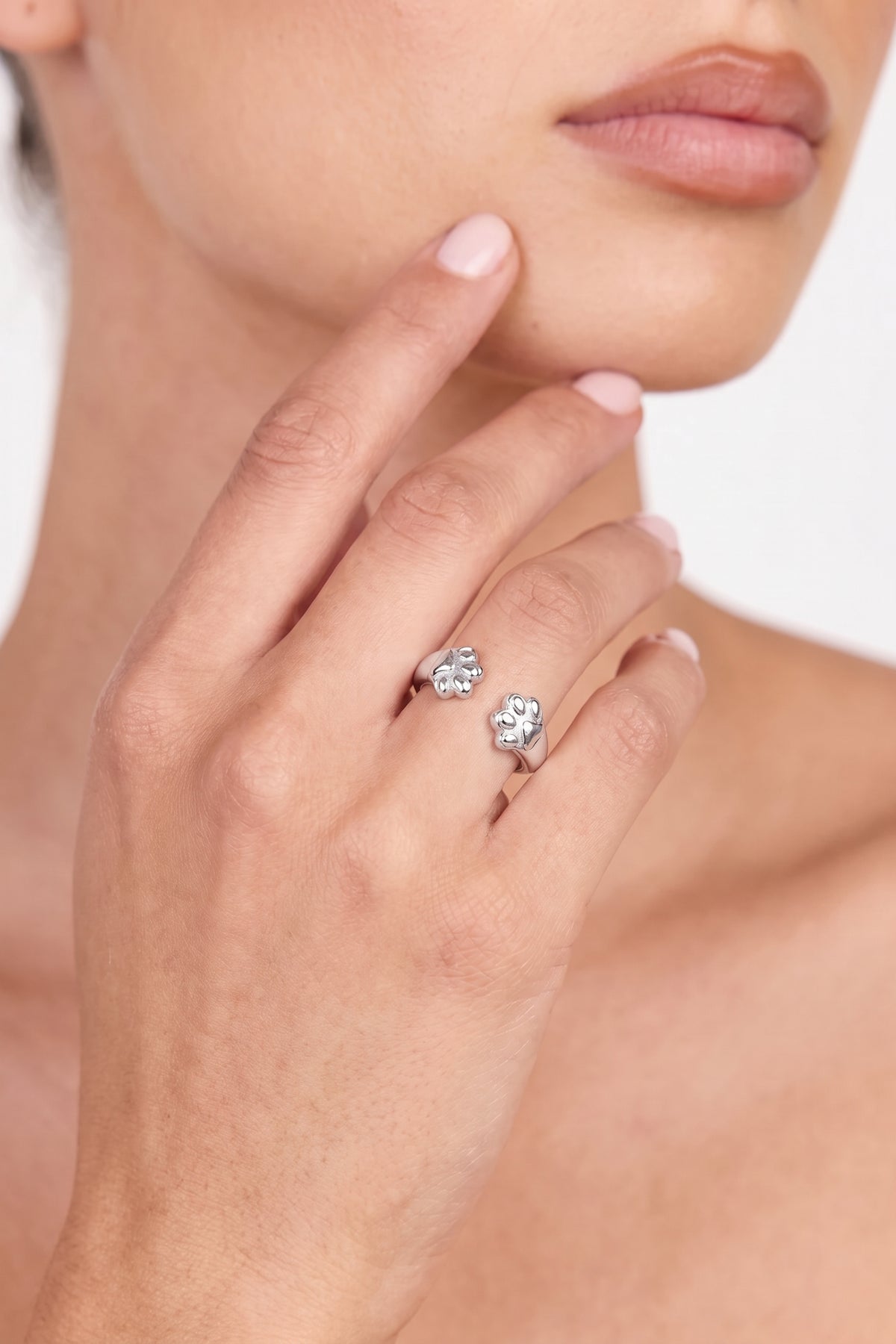 Silver Plated Ring Paw Print Open