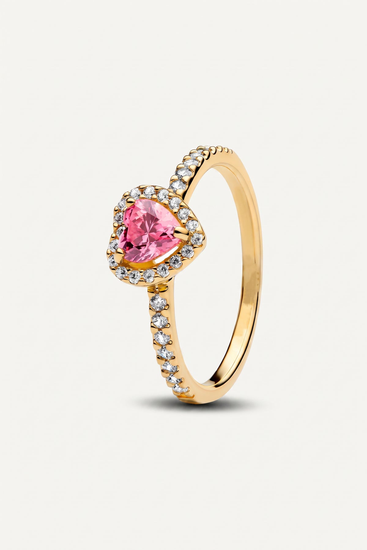 Gold Plated Ring Pink Heart Halo