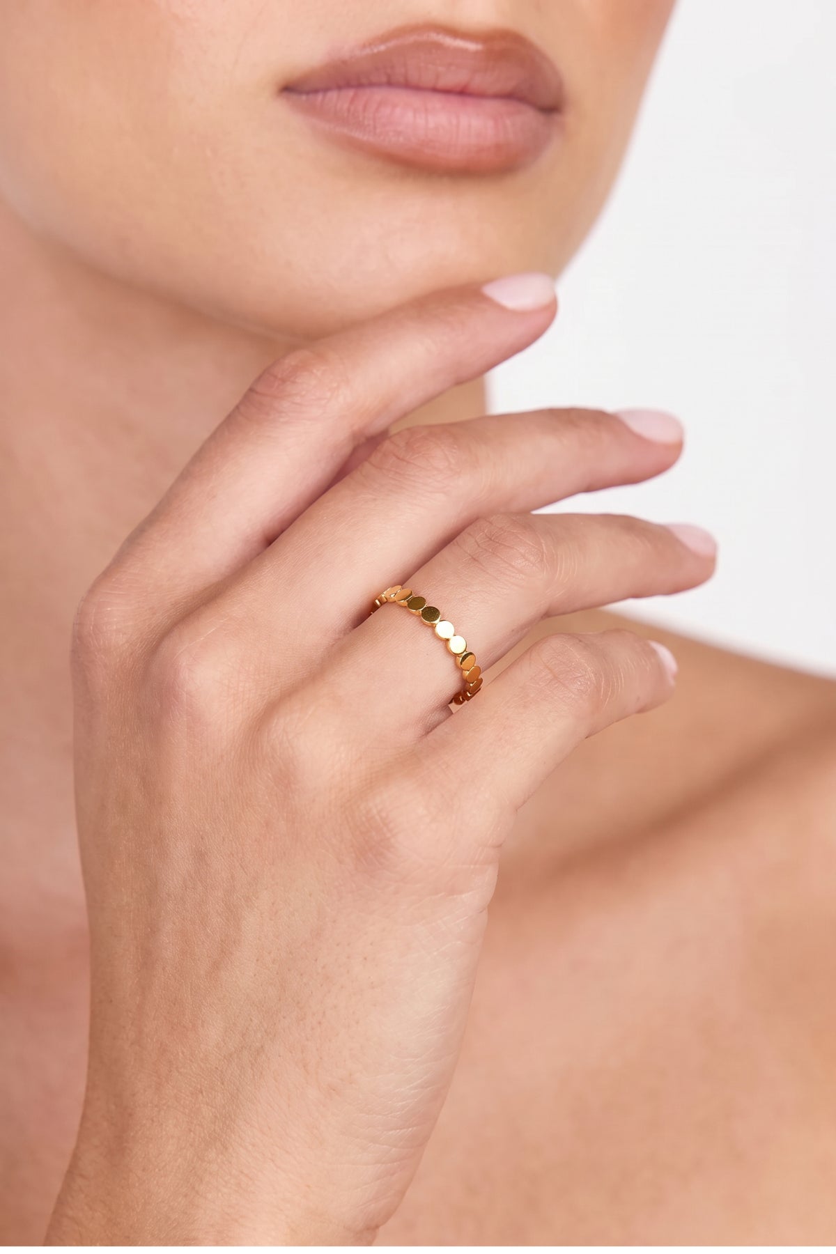 Gold Plated Ring Flat Bead Band