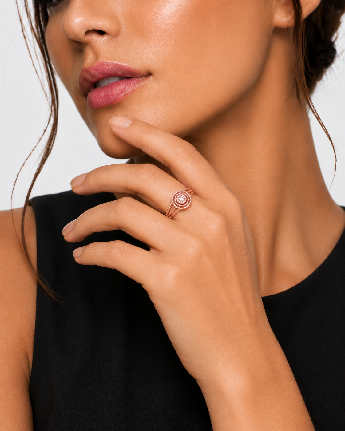 Rose Pink Crystal Statement Ring