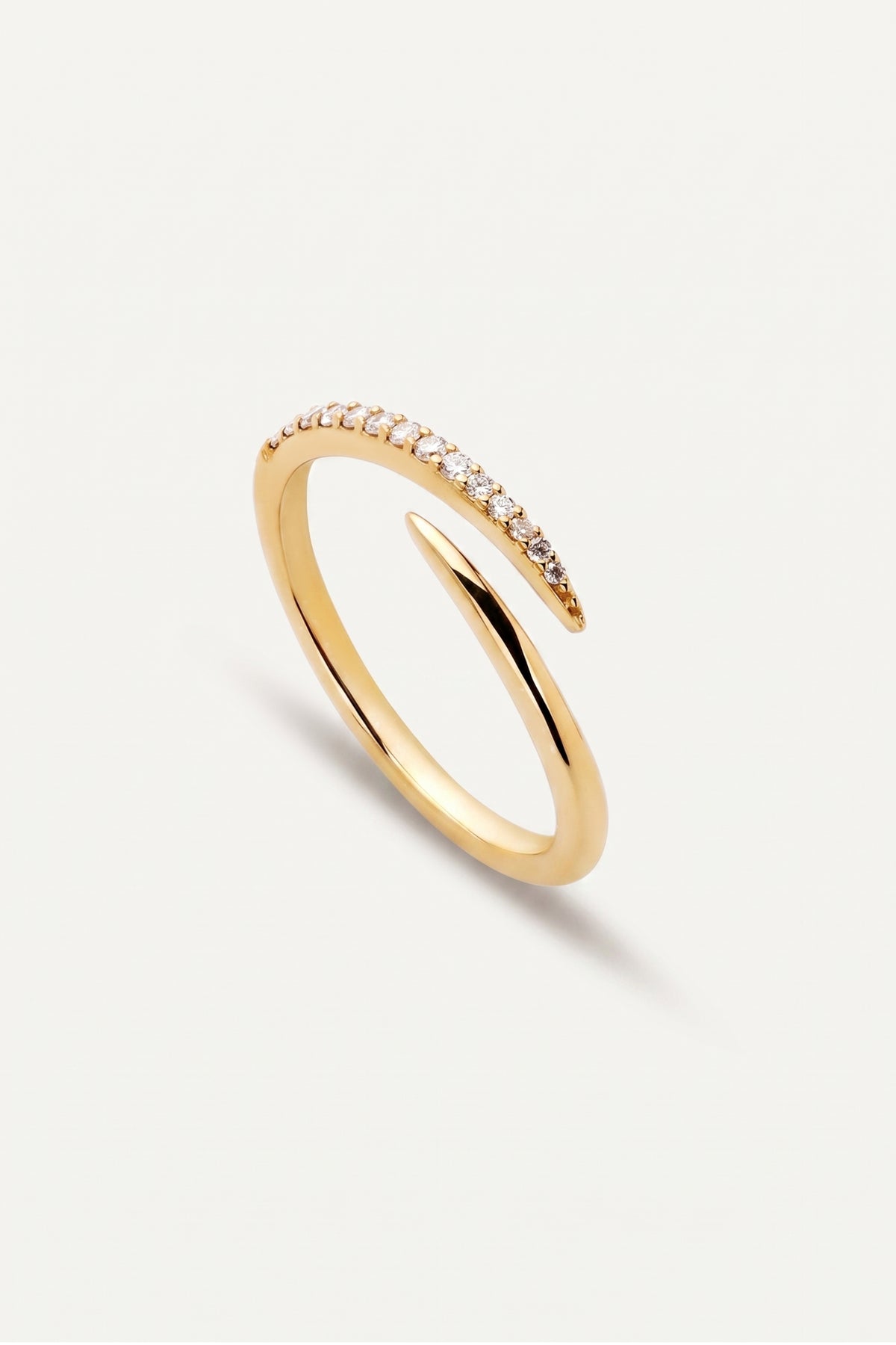 Gold Plated Ring Open Wrap Pave