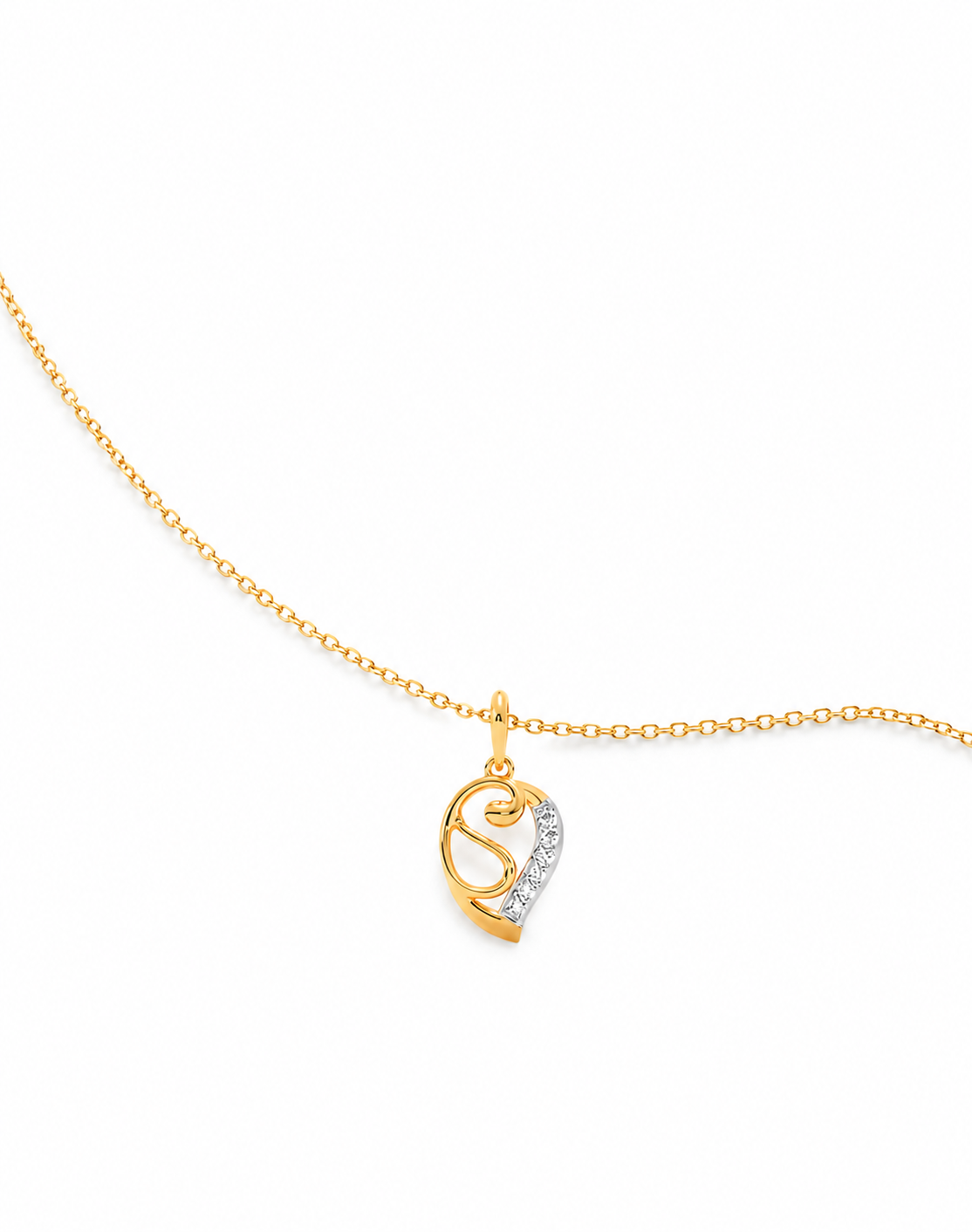 Gold Heart Initial Pendant Necklace