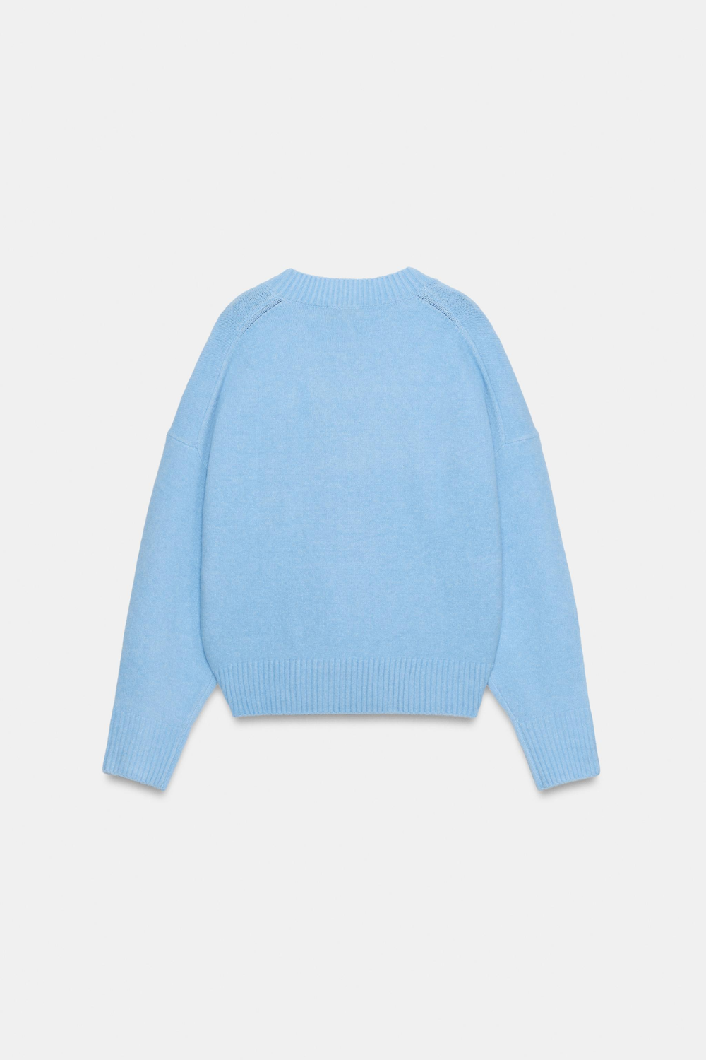 Light blue jumper v neck cropped women, back