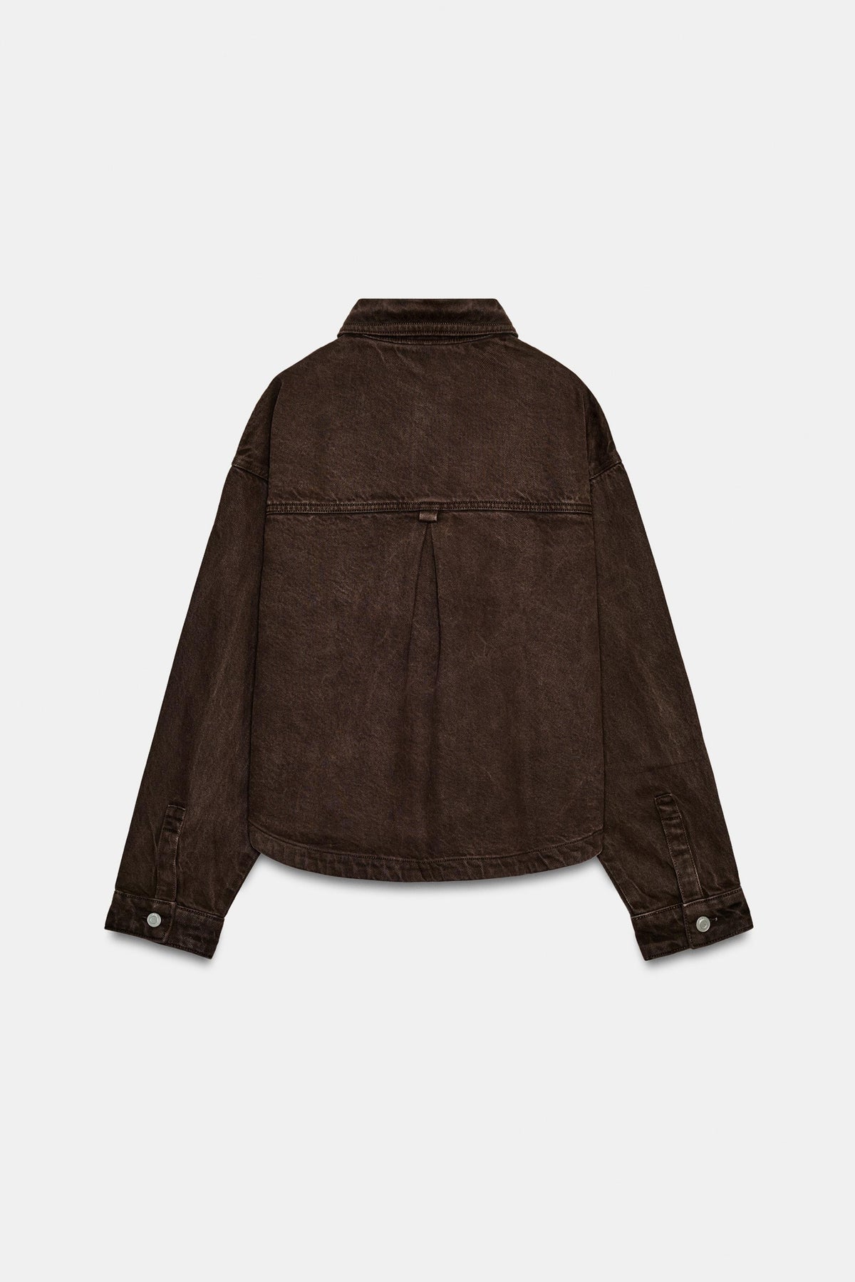 Brown denim jacket oversized washed women, back