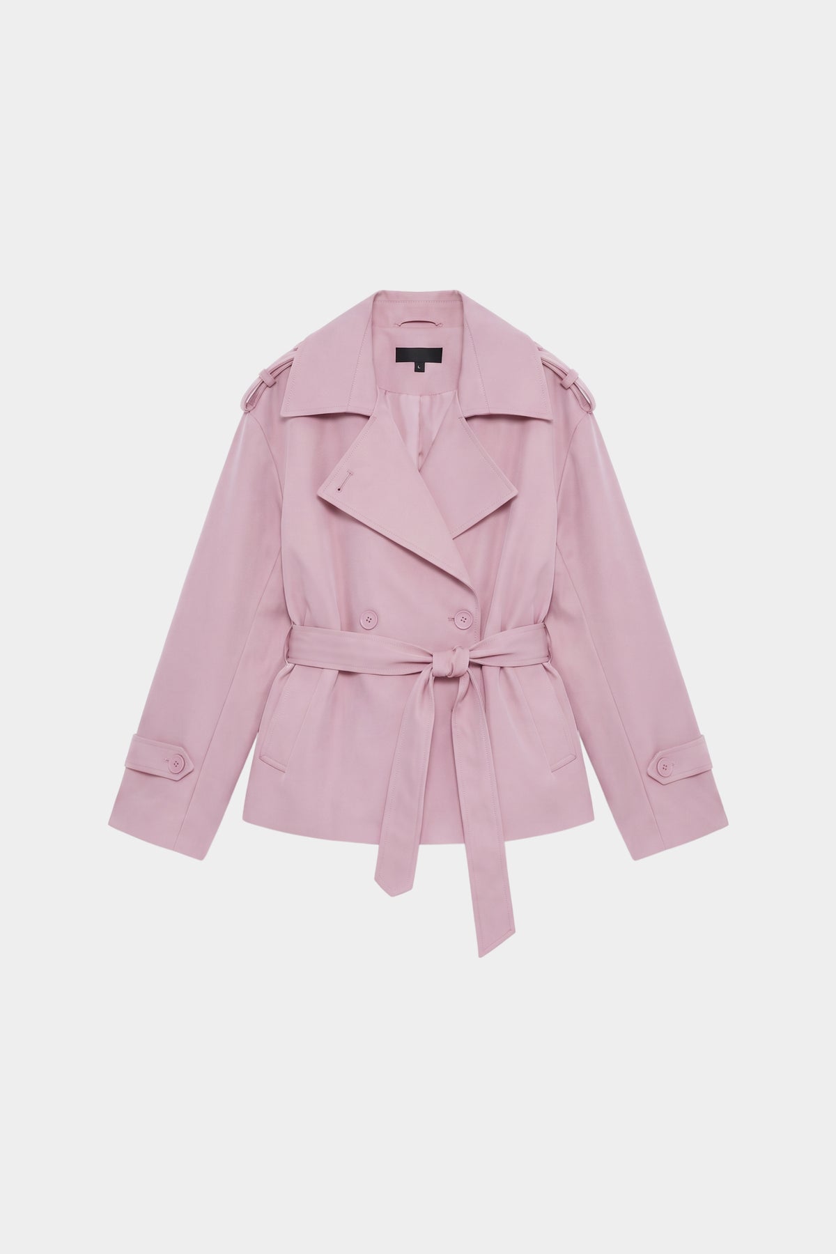 Pink wrap trench jacket women, front