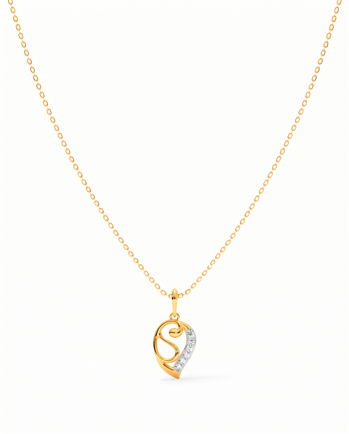 Gold Heart Initial Pendant Necklace