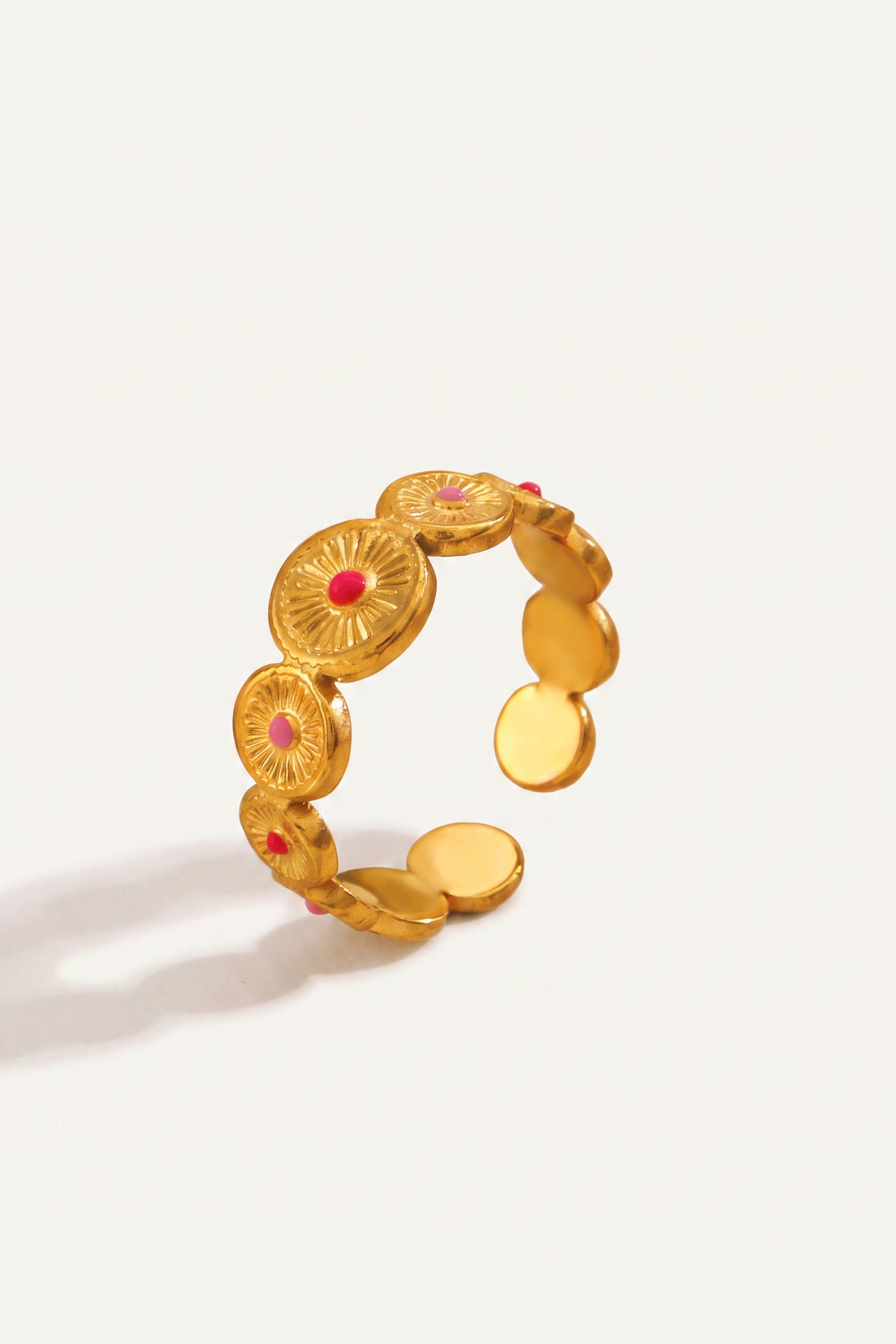 Gold Plated Ring Sun Disc Enamel