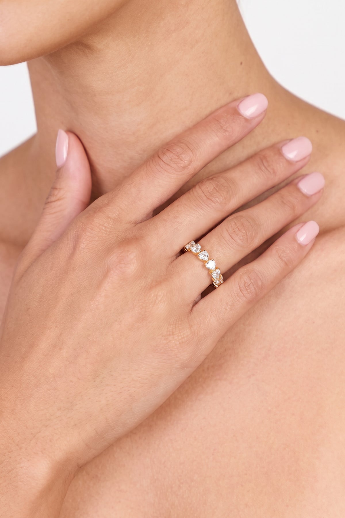 Gold Plated Ring Heart Cut Eternity