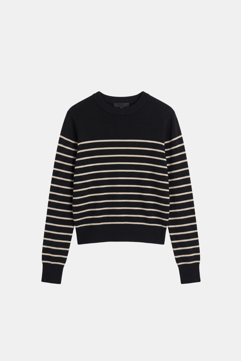 Black striped jumper breton crew neck women, front
